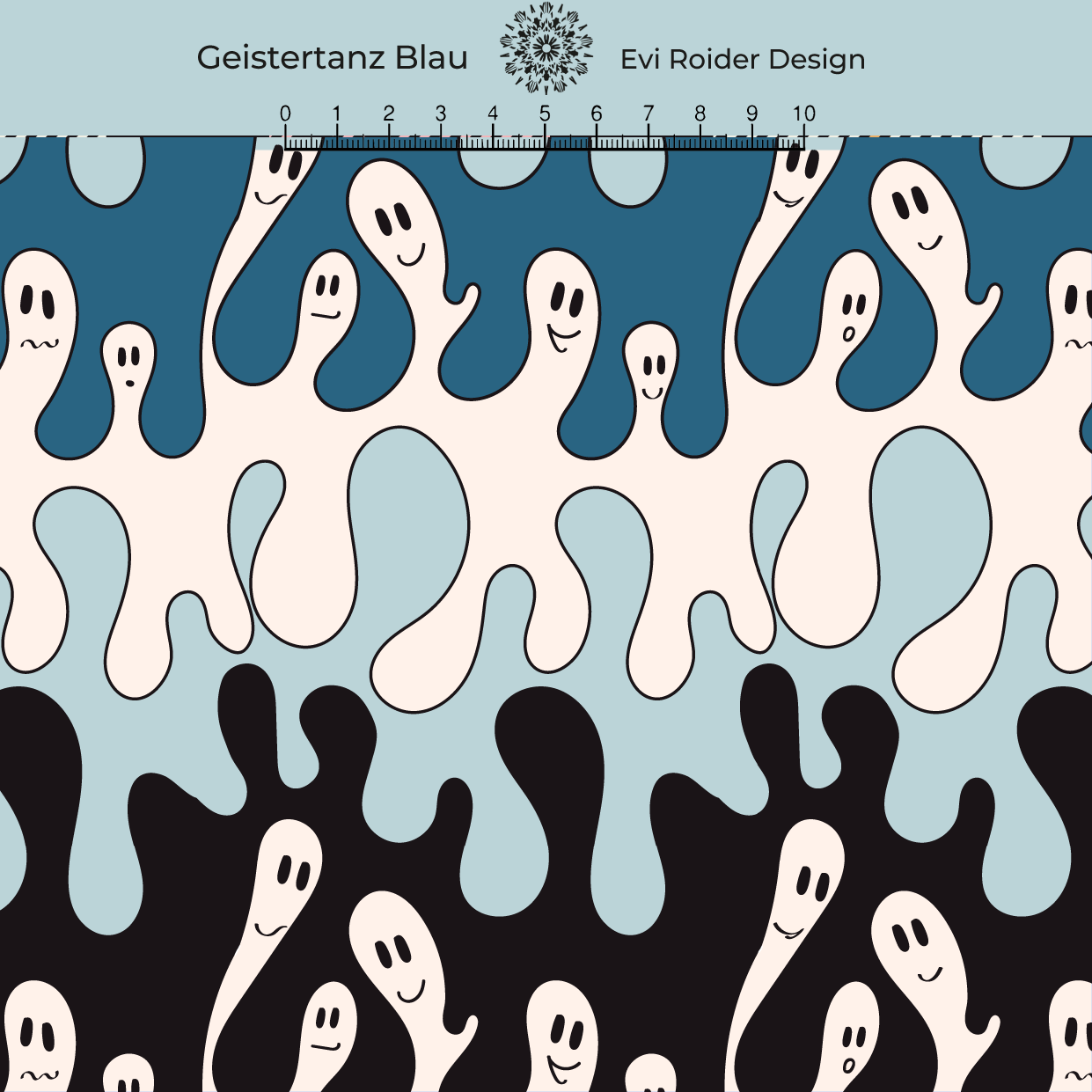 Organic Fabric - Ghost Dance Blue by Evi Roider in blue