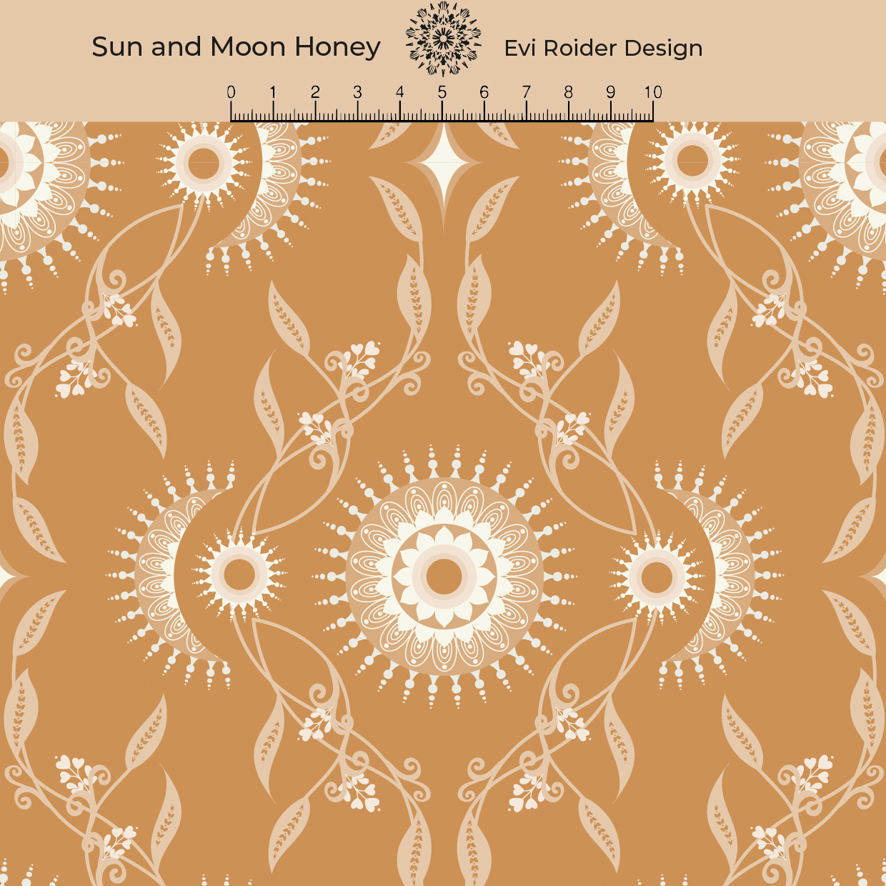 Bio Stoff  - Sun and Moon Honey - EviRoider, senf, Blätter & Ranken