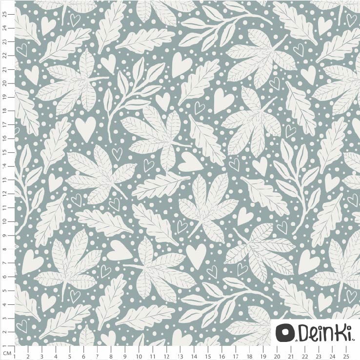 Organic Fabric - Fall Is Here Mint Green by Deinki in mint