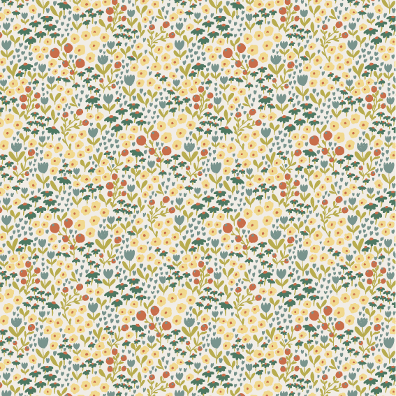 Organic Fabric  - Mini Meadow Ebony