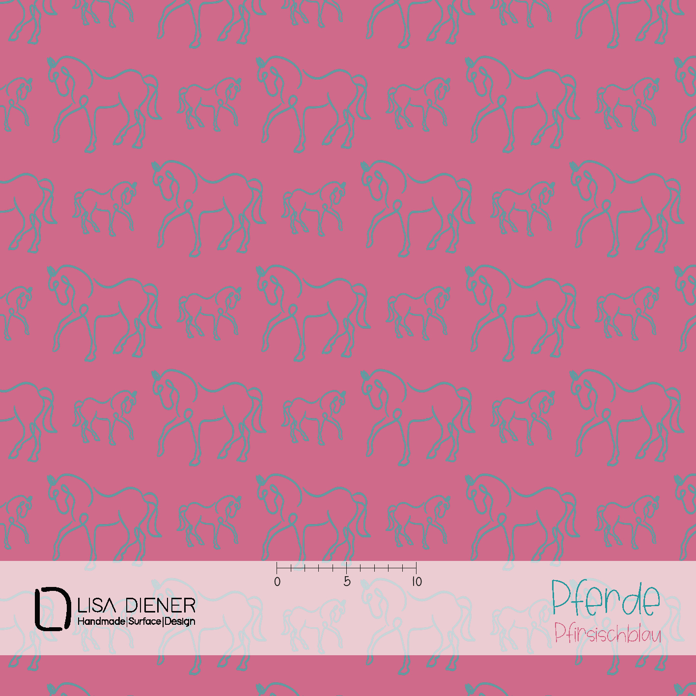 Bio Stoff - Pferde Pfirsischblau von Lisa Diener in pink