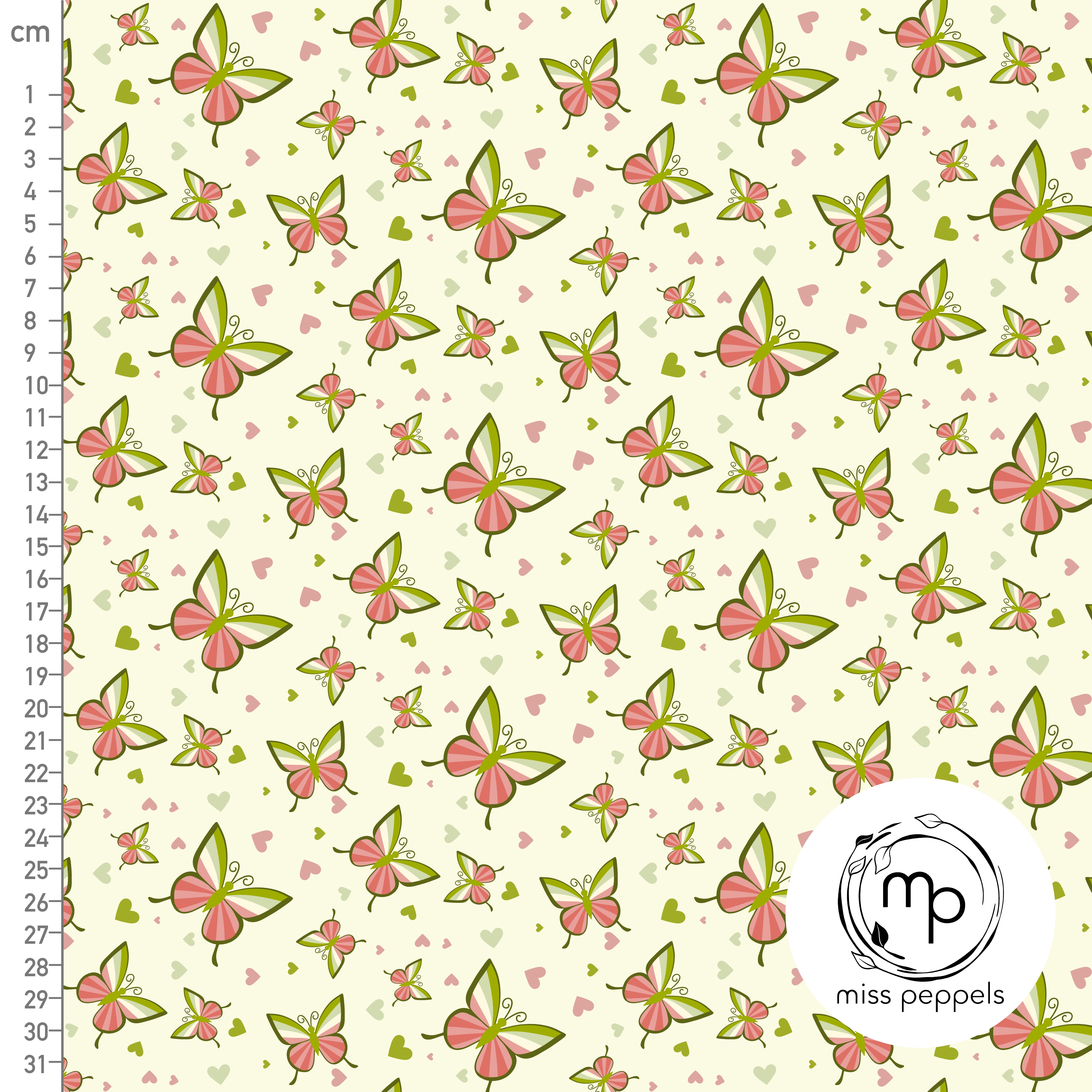 Bio Stoff  - Schmetterlinge Fliegen Grün - misspeppels, gelb, Tiere