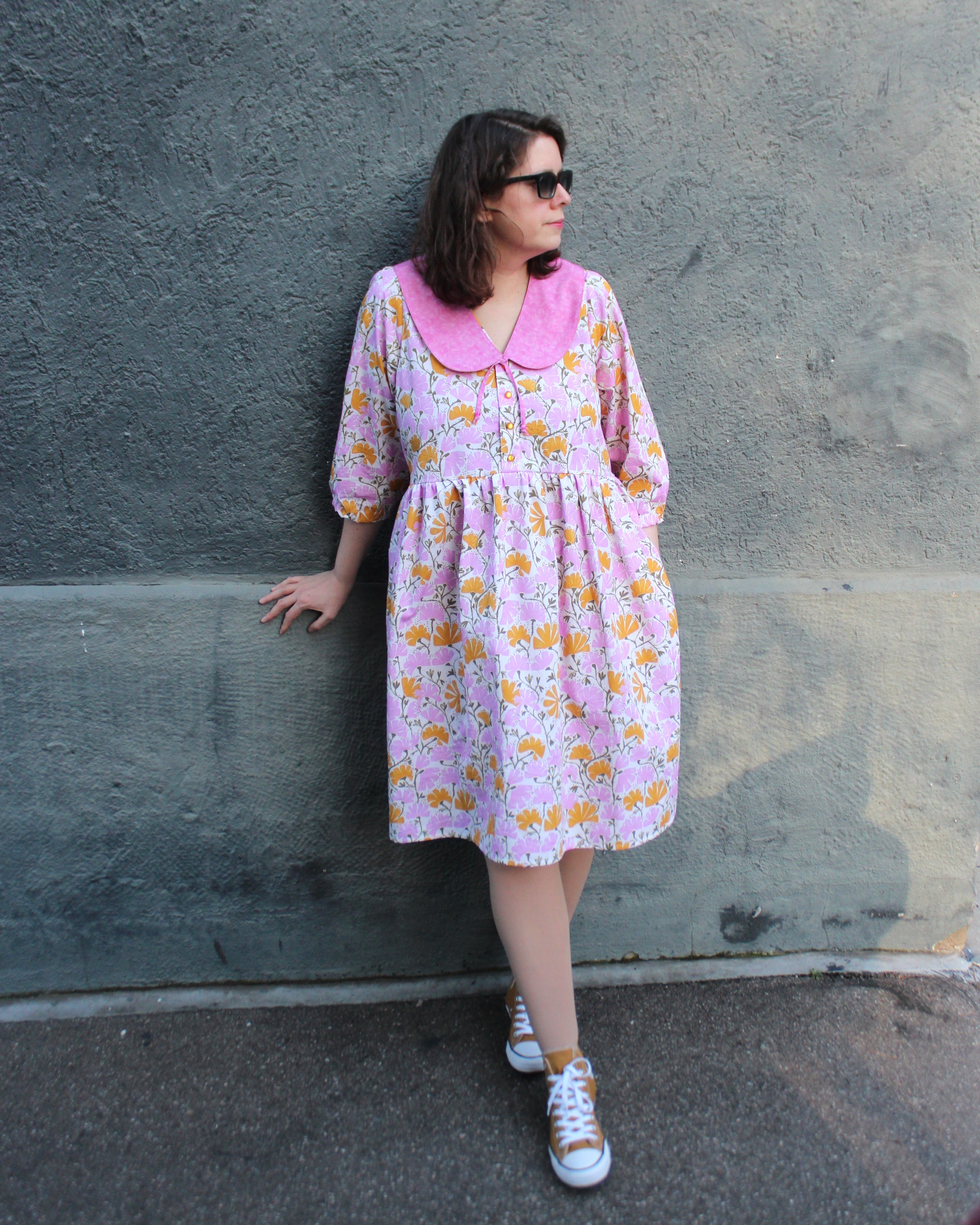 Bio Stoff - Floral Statement Climbing Flowers orange, pink