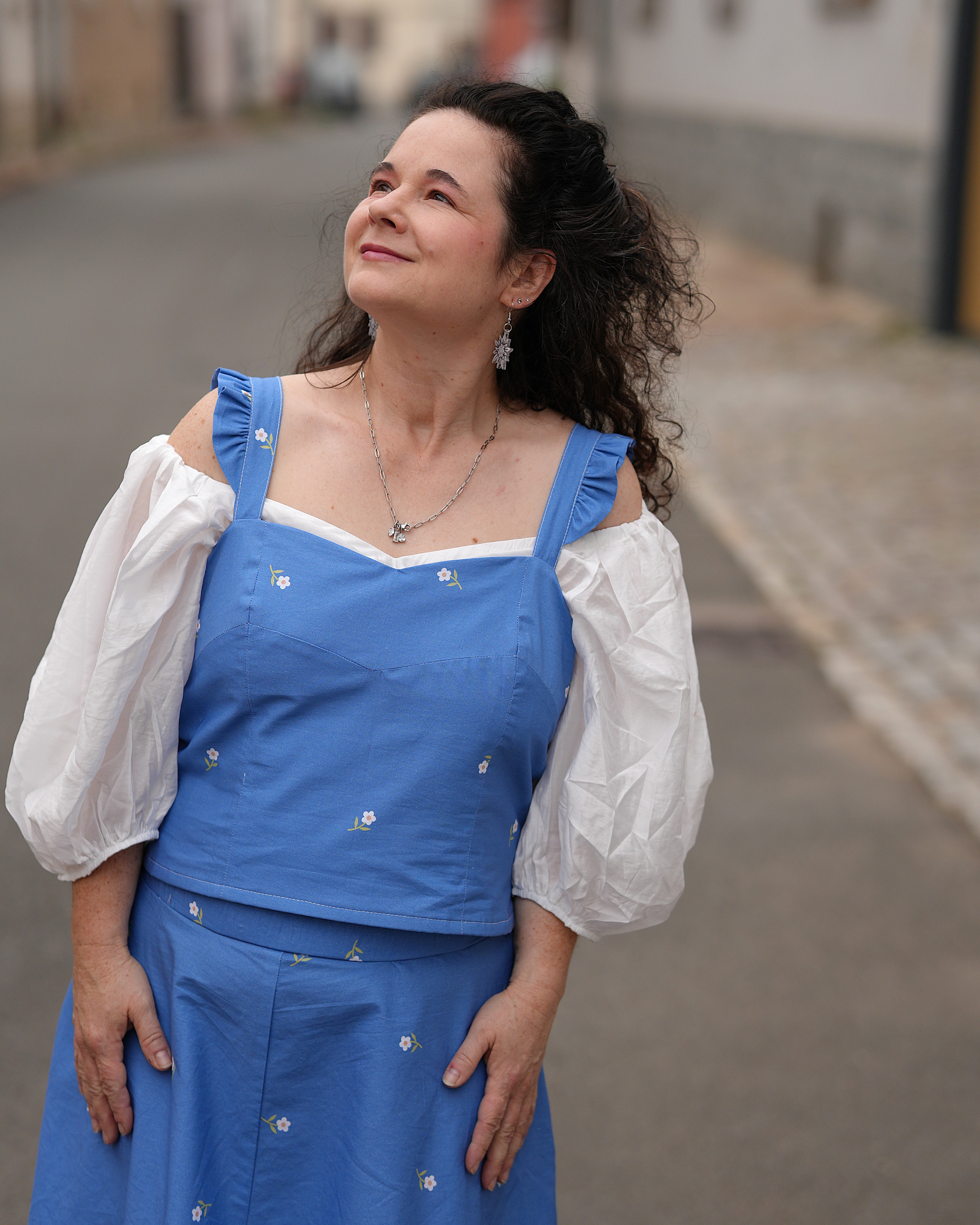 Organic fabric  -  Edelweiss und Enzian Bordüre blue