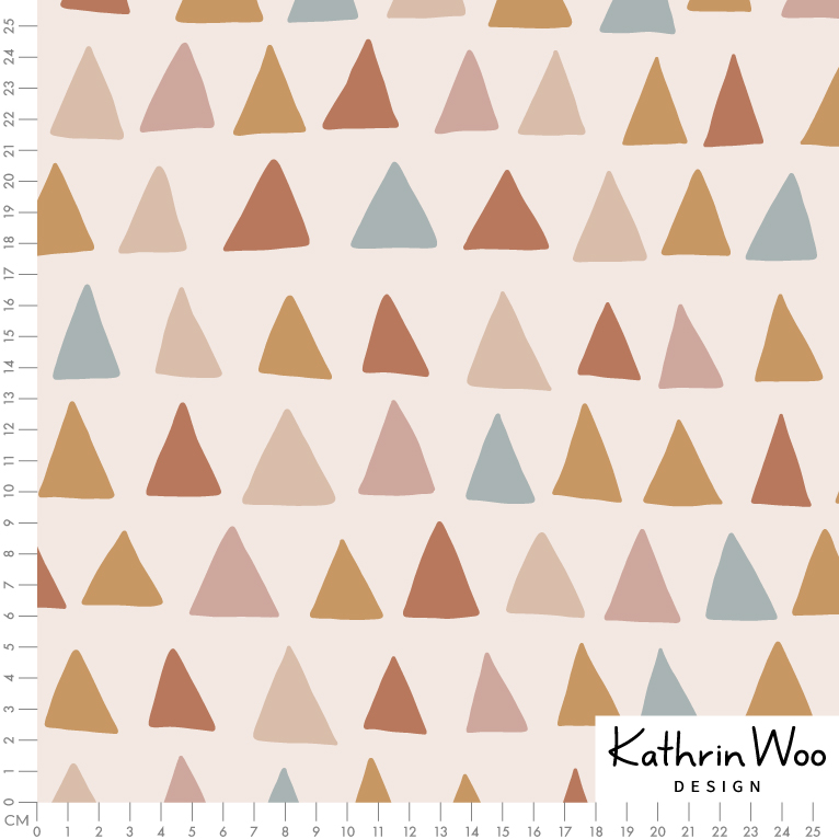 Bio Stoff  -  Dreiecke Boho  - KathrinWoo, bunt, beige