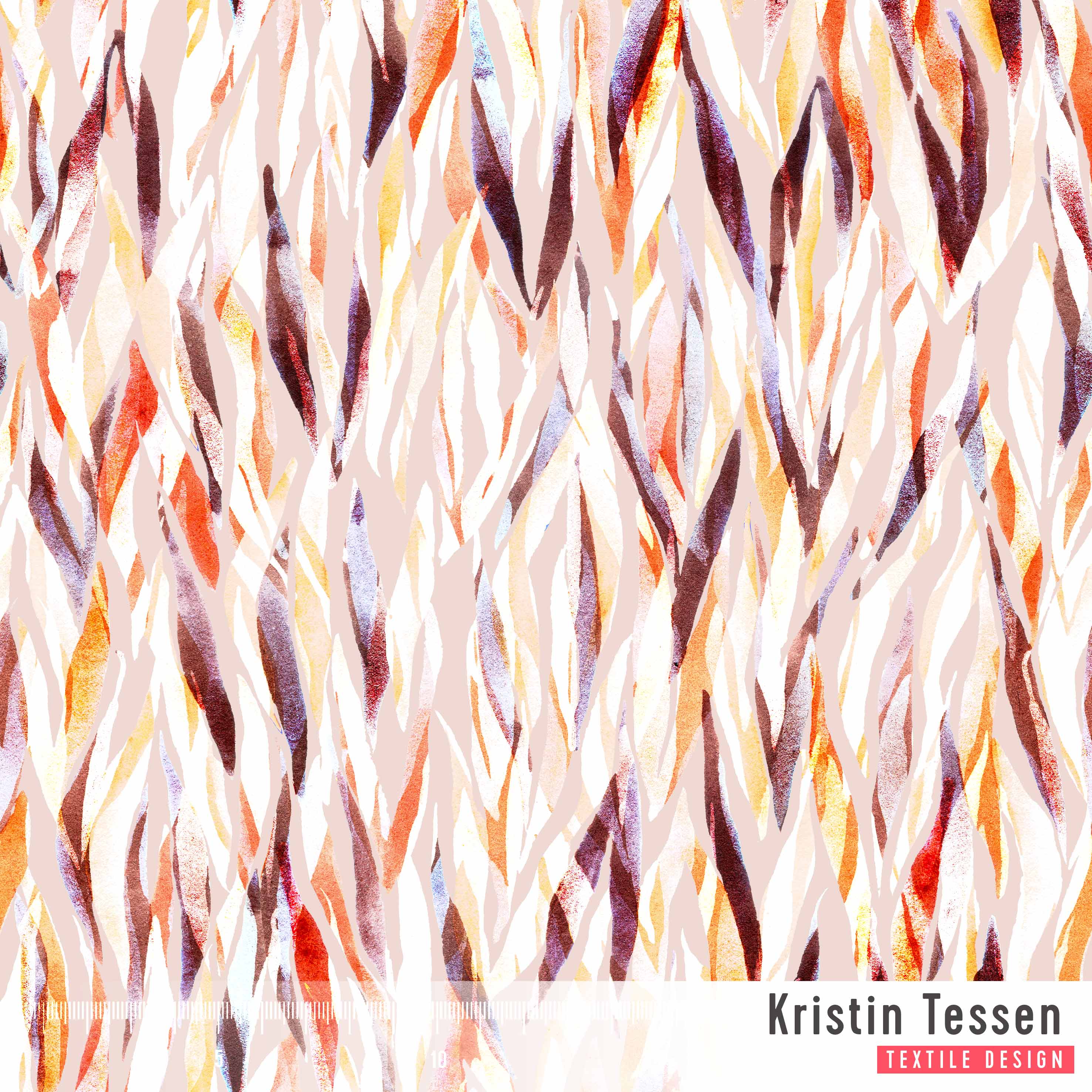 Bio Stoff - Abstract Animal Lines Happy von Kristin Tessen in rot und beige