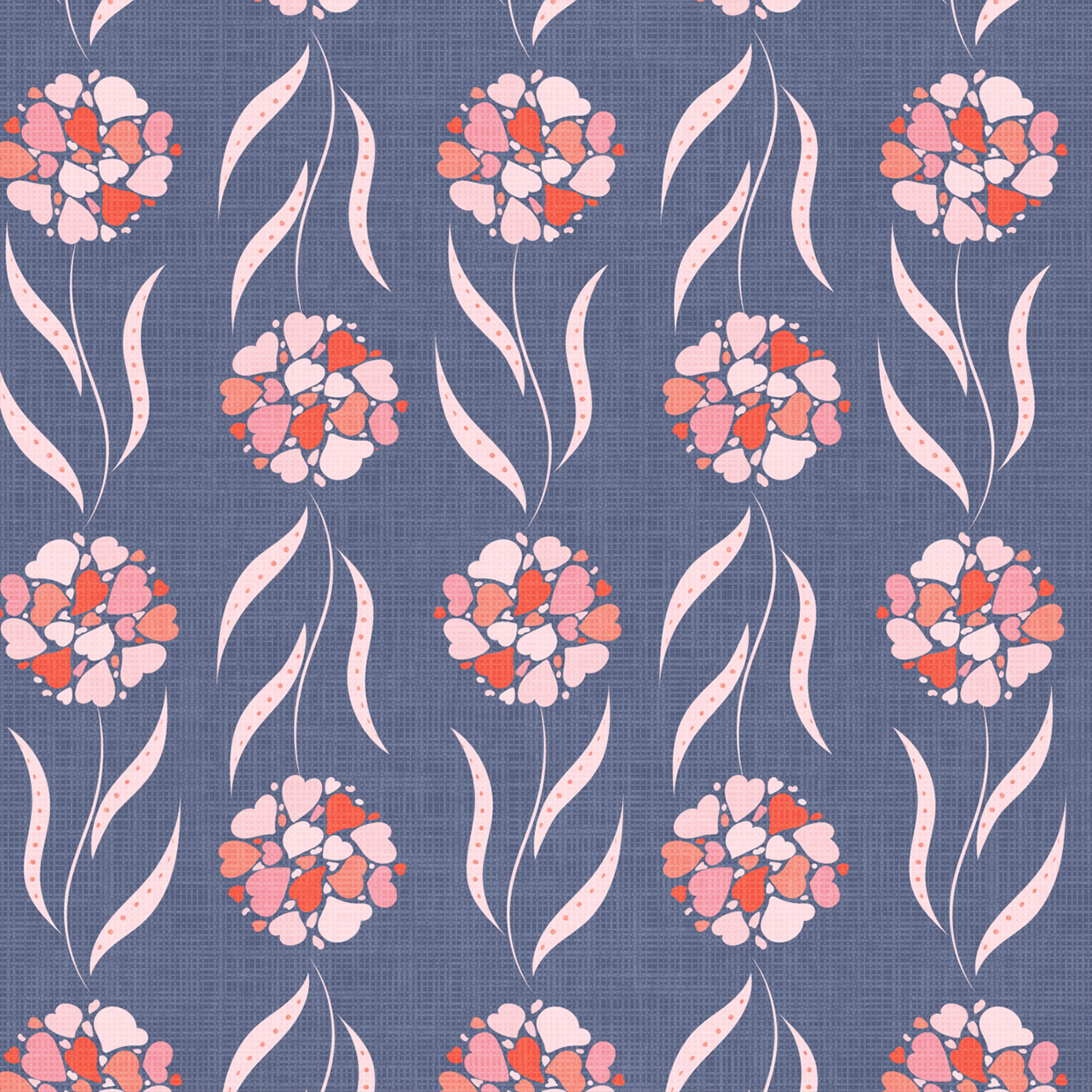 Bio Stoff - Herz Blumen blau