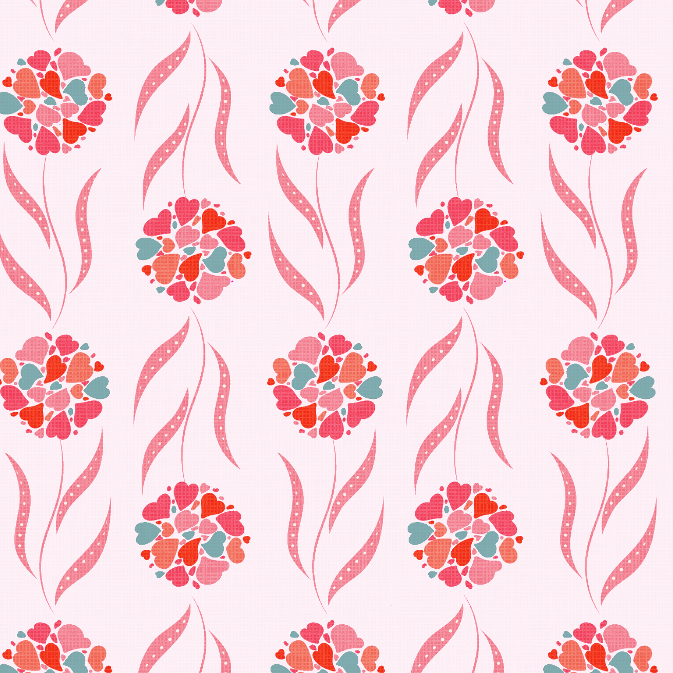 Bio Stoff - Herz Blumen rosa