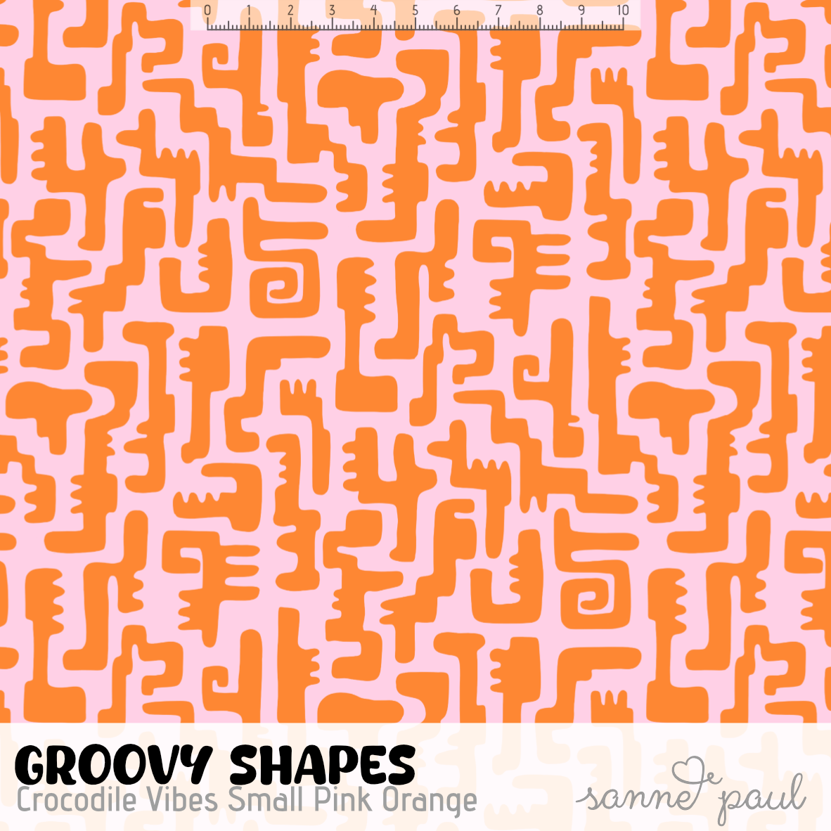 Bio Stoff - Groovy Shapes Crocodile Vibes Small pink, orange