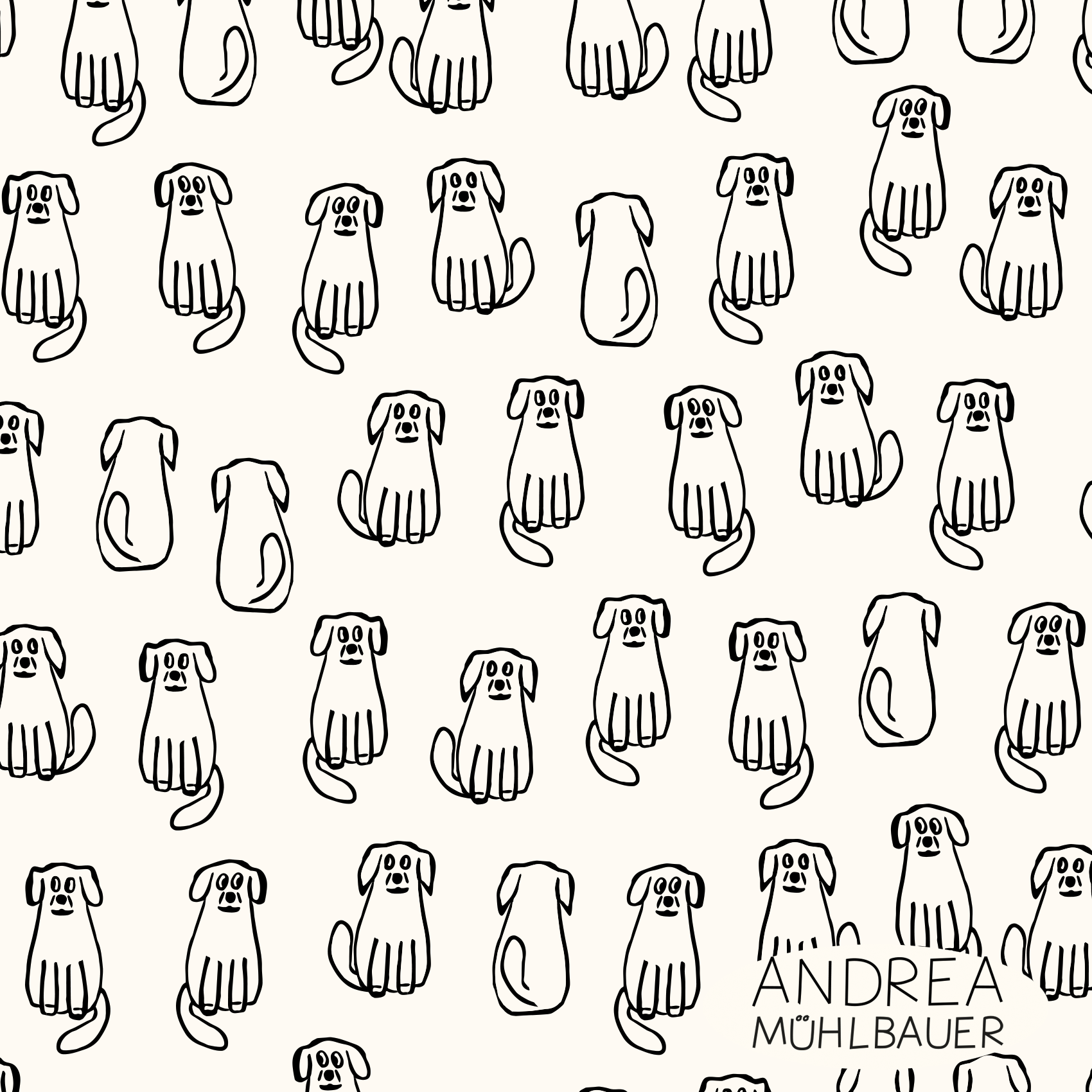 Bio Stoff - Hunde Schwarz Weiss von Andrea Muehlbauer in schwarz