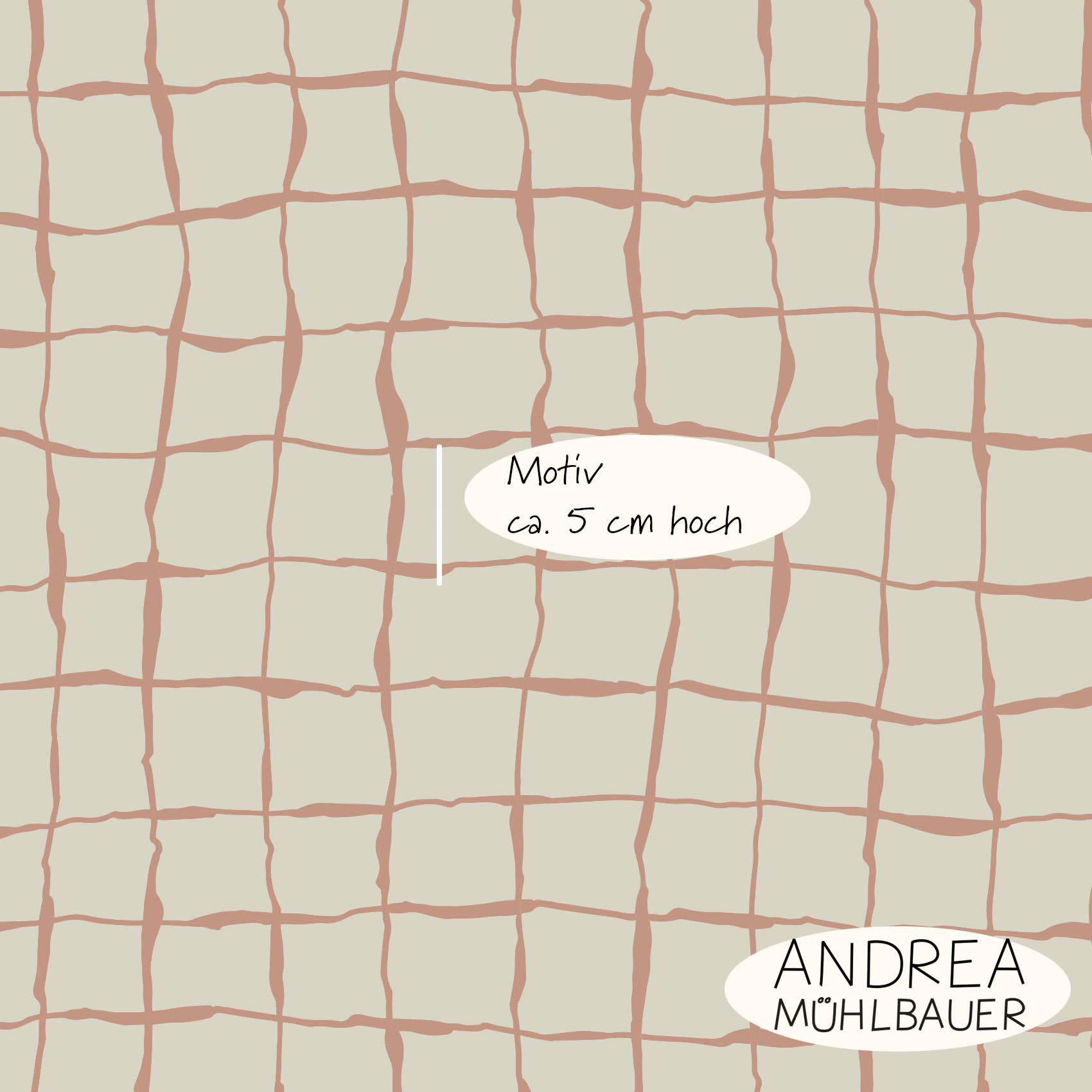 Bio Webware Stoff  -  City Summer Dust Check on Rosewood  - AndreaMuehlbauer, Kariert, beige, 100% Bio-Baumwolle