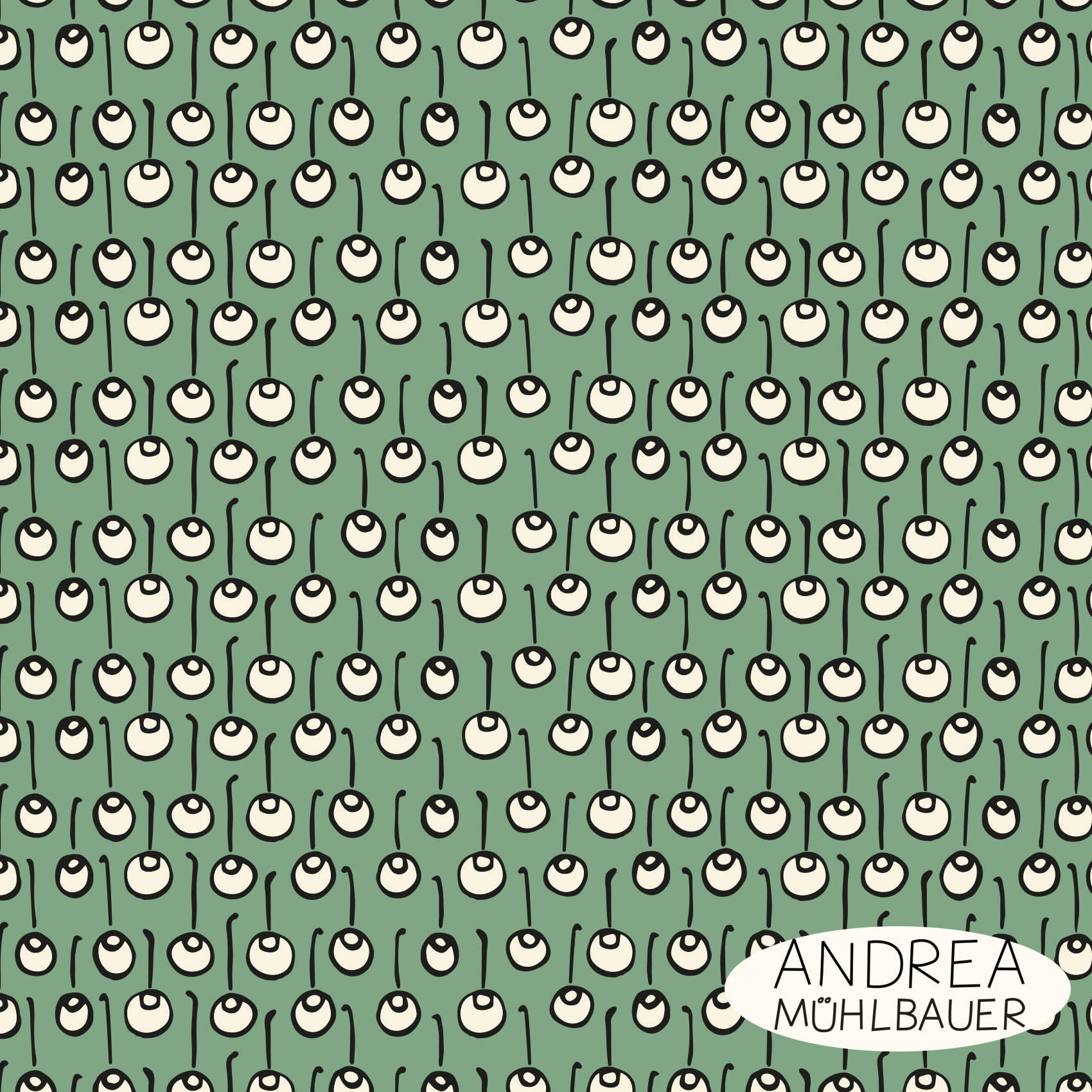 Bio Webware Stoff  - Kugeln in Green - AndreaMuehlbauer, Weihnachten, grün, 100% Bio-Baumwolle