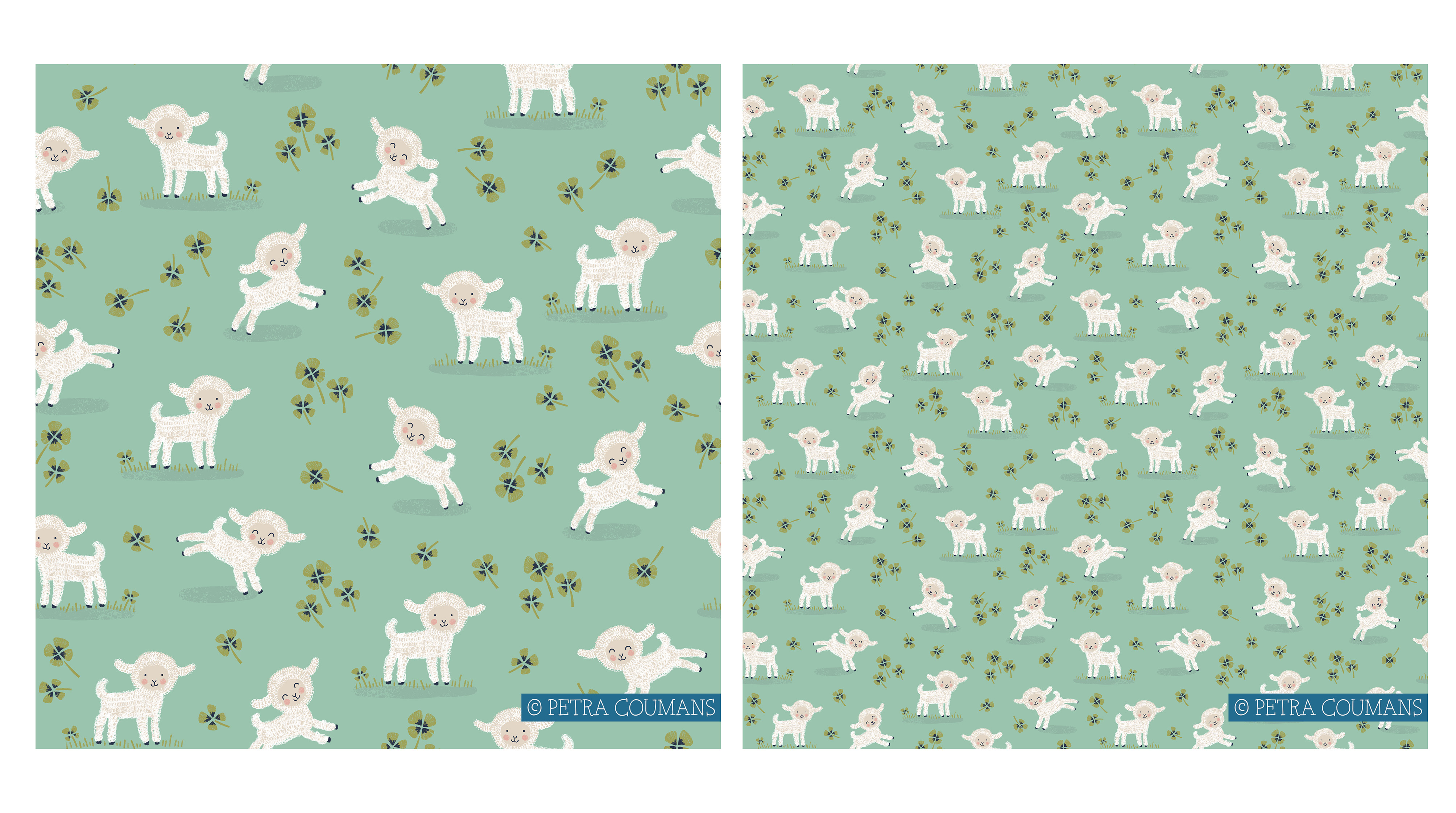 Bio Stoff  -  Lucky Lamb  - PetraCoumans, Tiere, grün