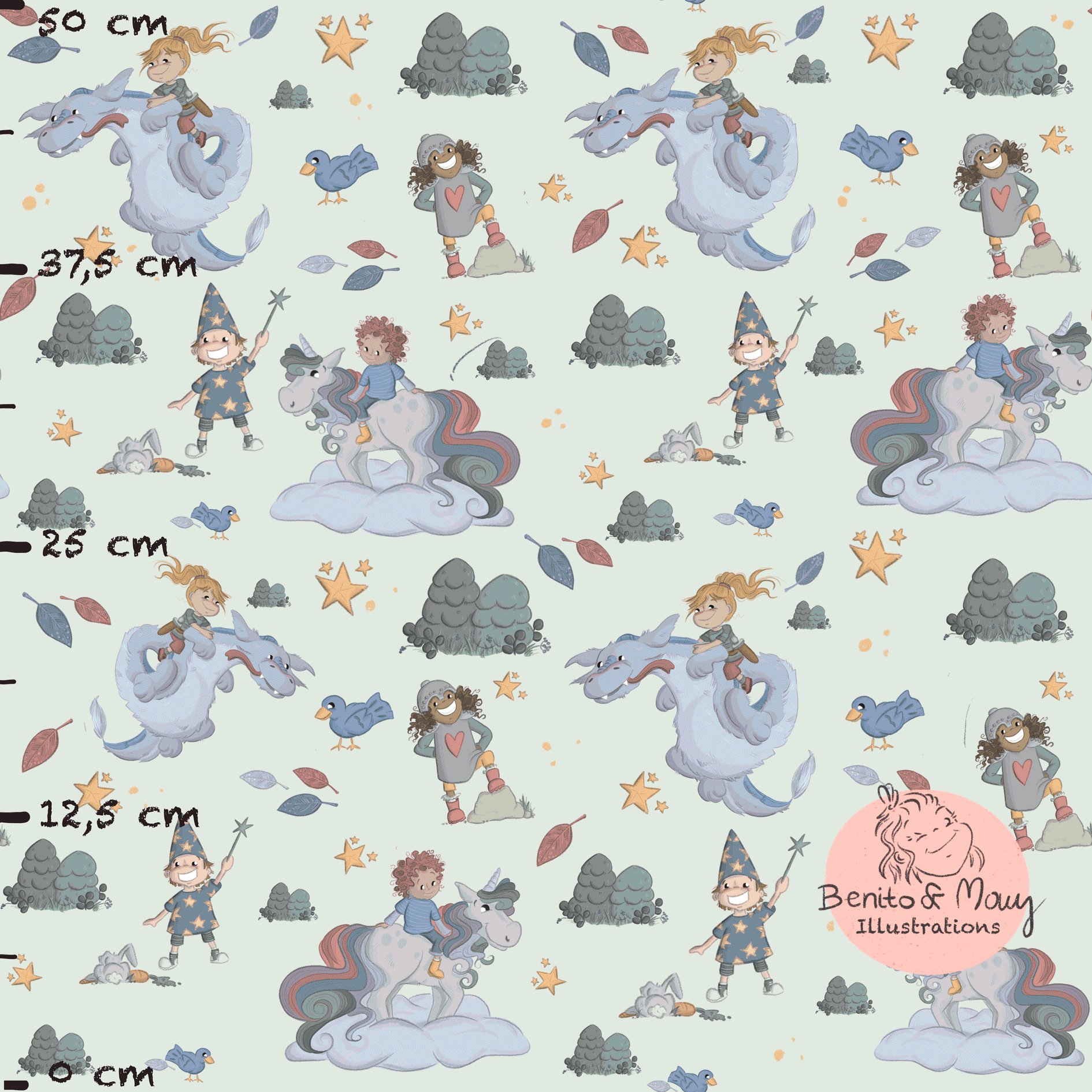 Bio Stoff - Be You Be Magic Hellgrau von Benito Und Maus Illustrations in grau
