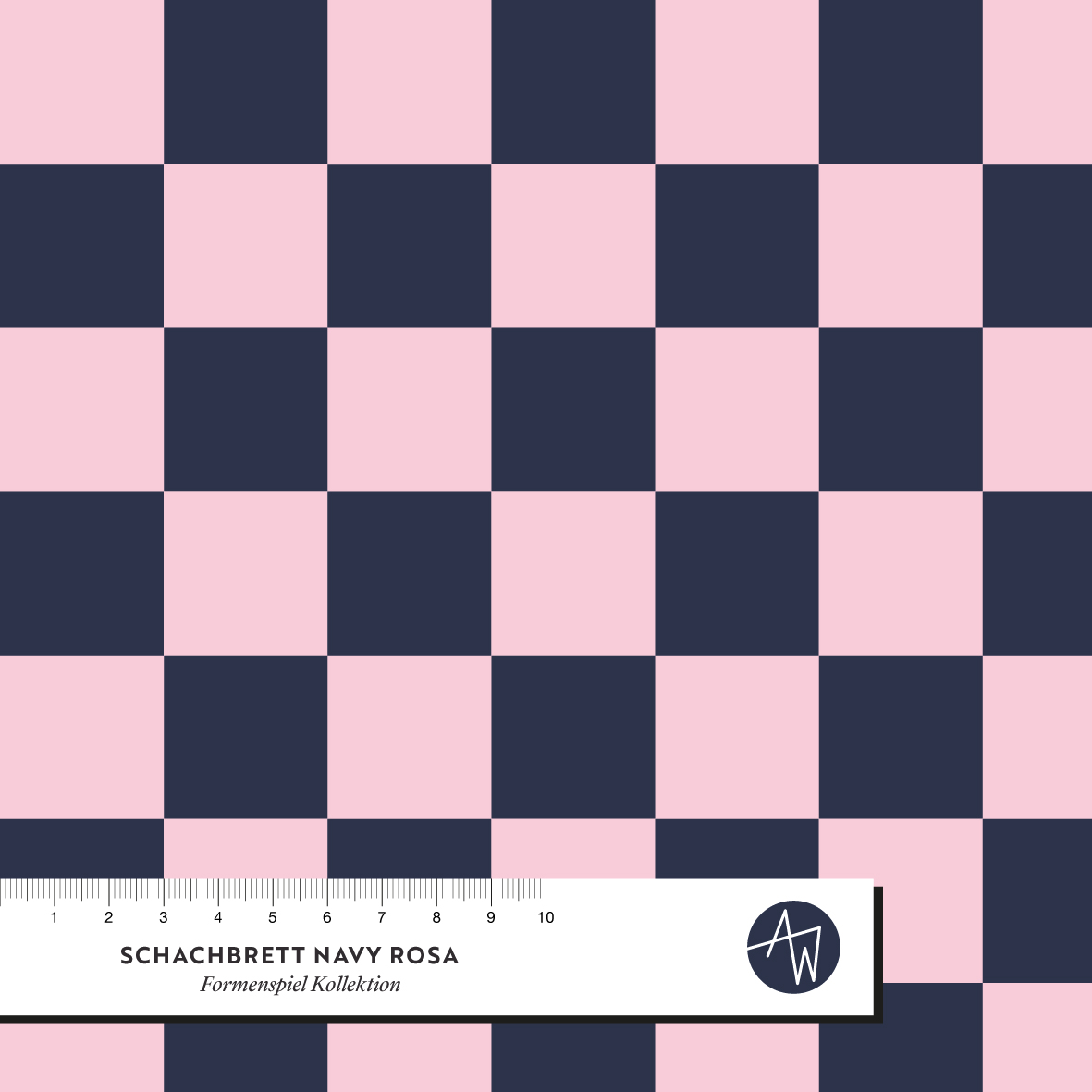 Bio Stoff - Formenspiel Schachbrett Navy Rosa von Alexandra Weise in blau, rosa
