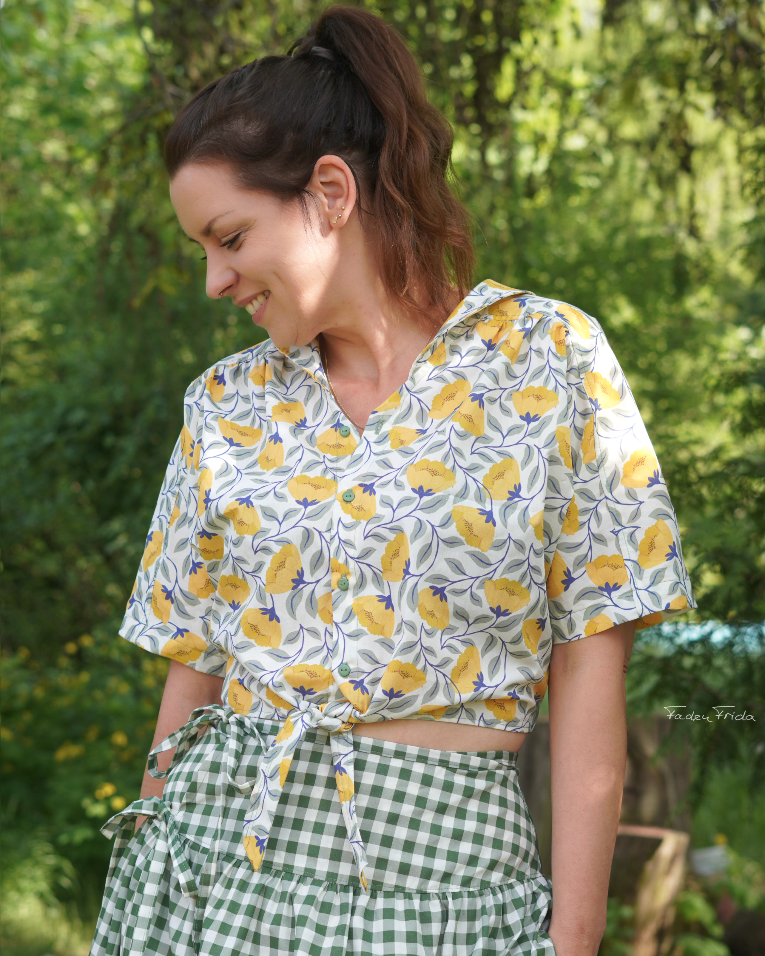 Bio Stoff  - Sommerblüten und Blätter creme, gelb