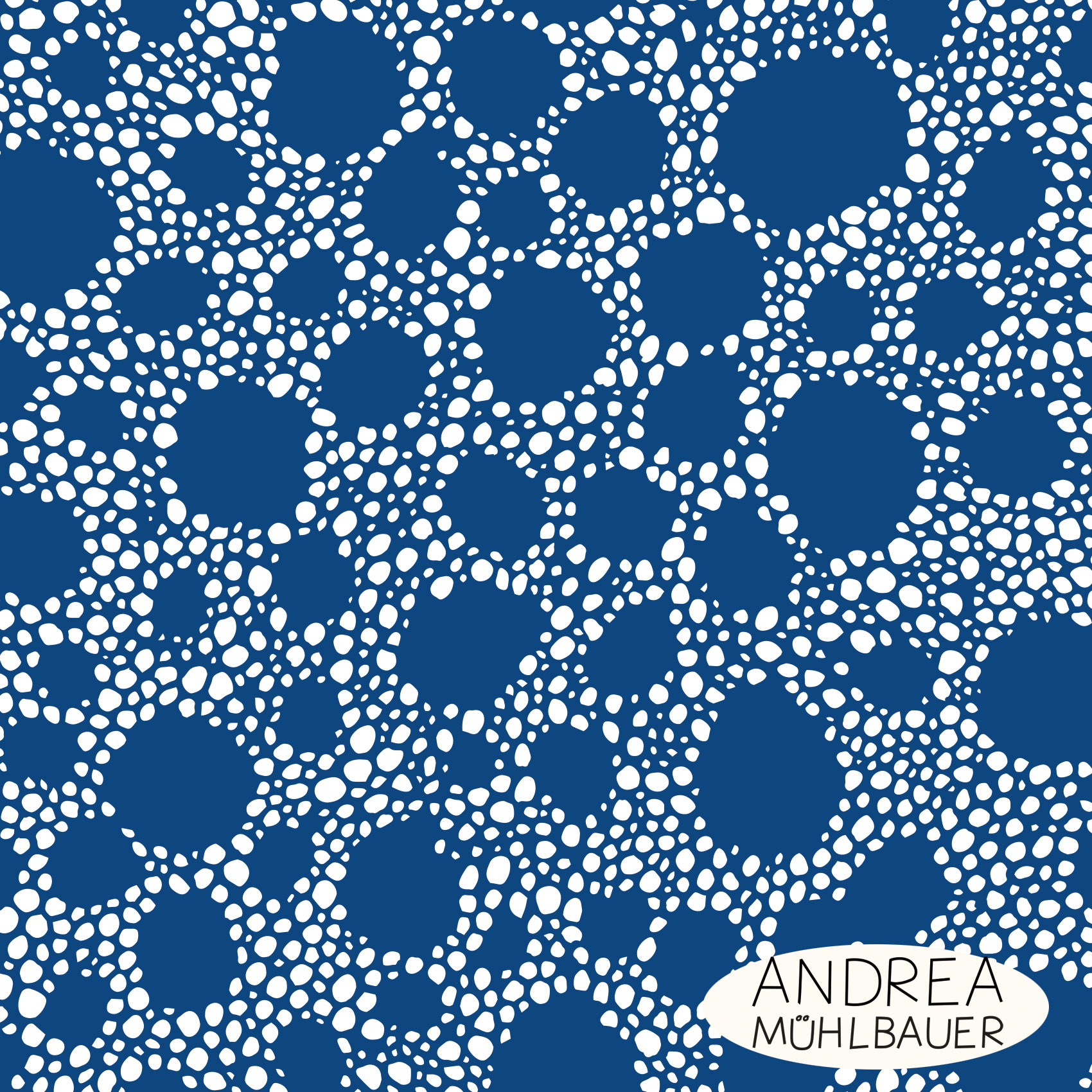 Bio Fabric - Pebbles Dark Blue by Andrea Muehlbauer in blue