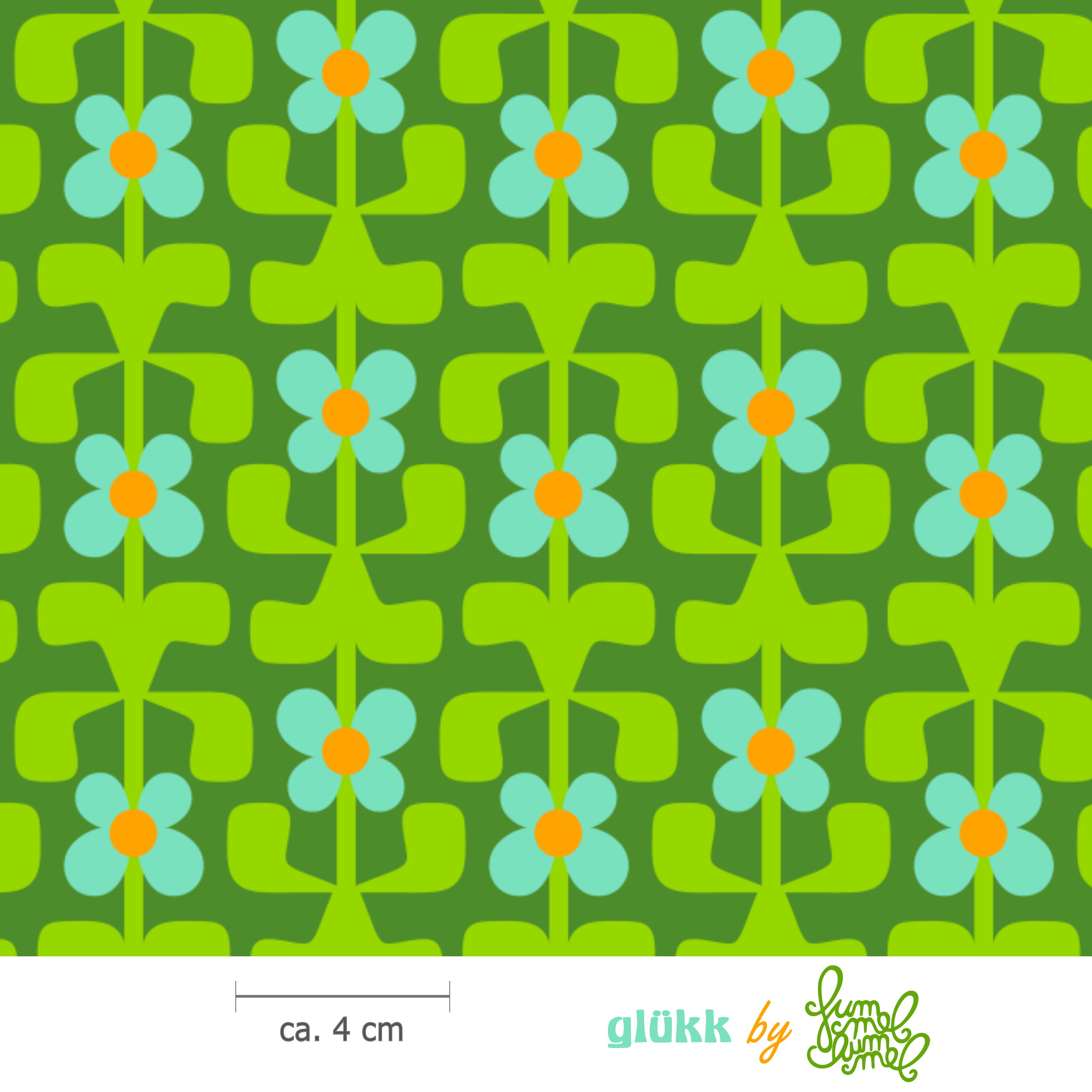 Bio Stoff  -  Gluekk Dunkelgrün  - Fummelhummel, grün, Floral & Blumen