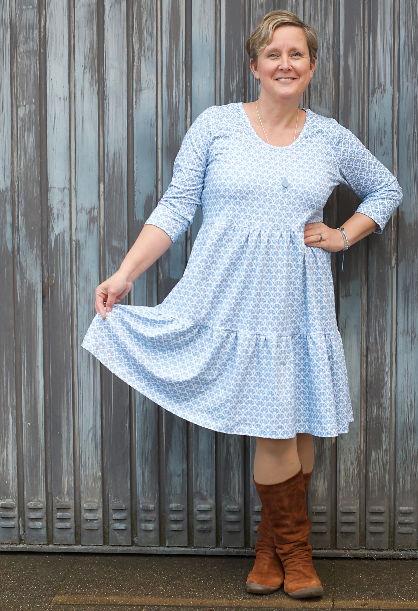 Scuba Stoff  -  Sternspritzerbögen blau