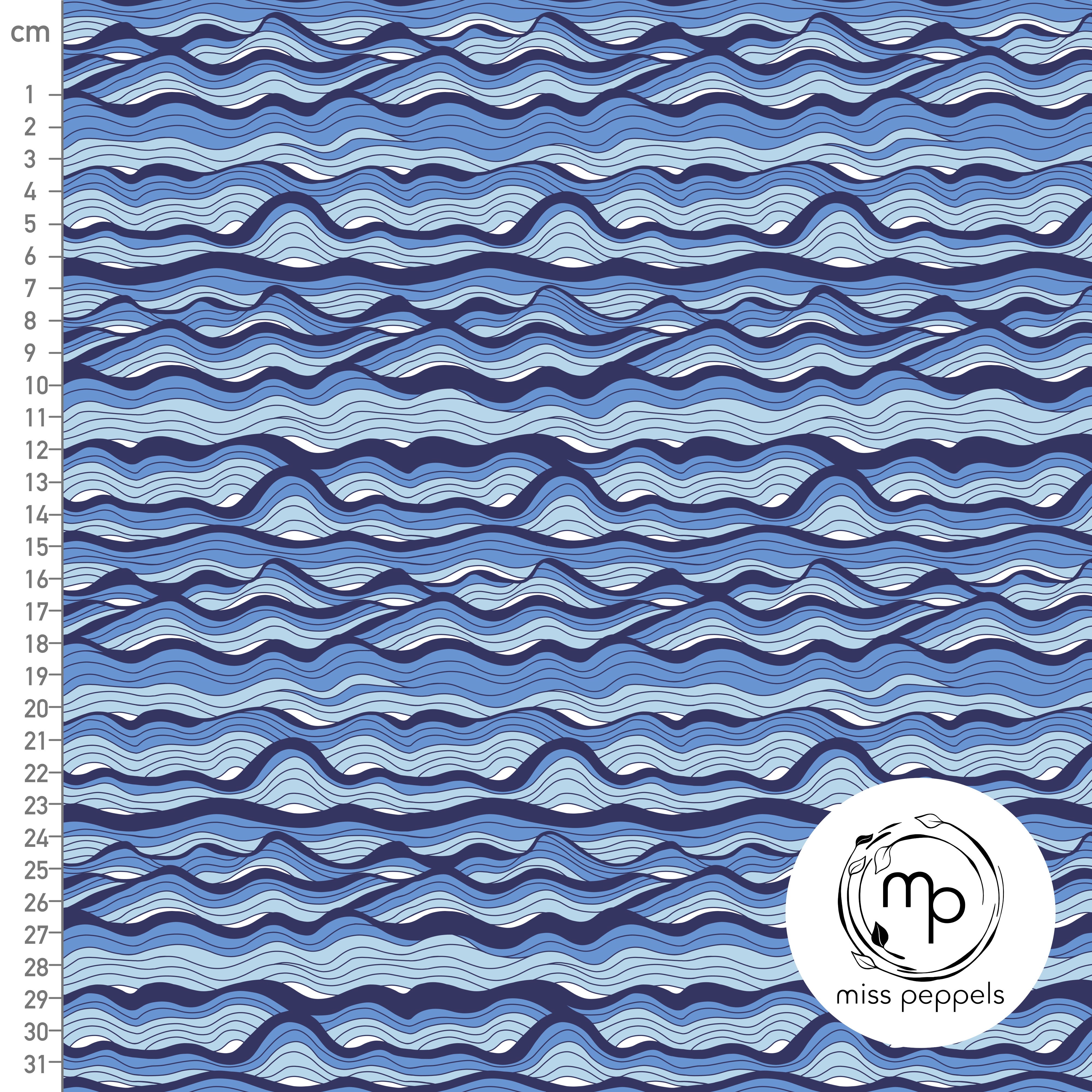 Bio Stoff  - Wellen Blau - misspeppels, blau, Maritim