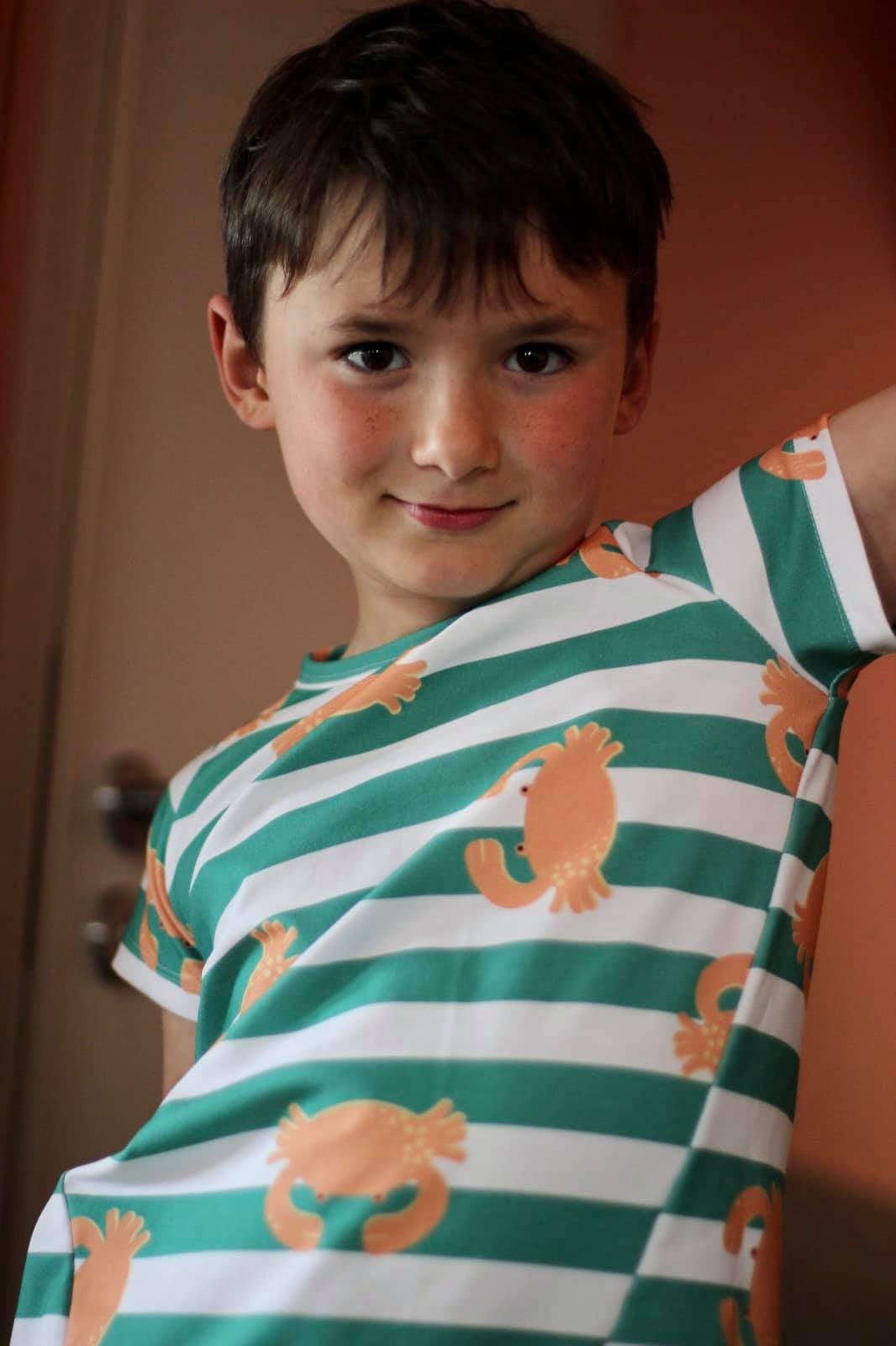 Bio Stoff  -  Krabben Krabbeln grünweiß 