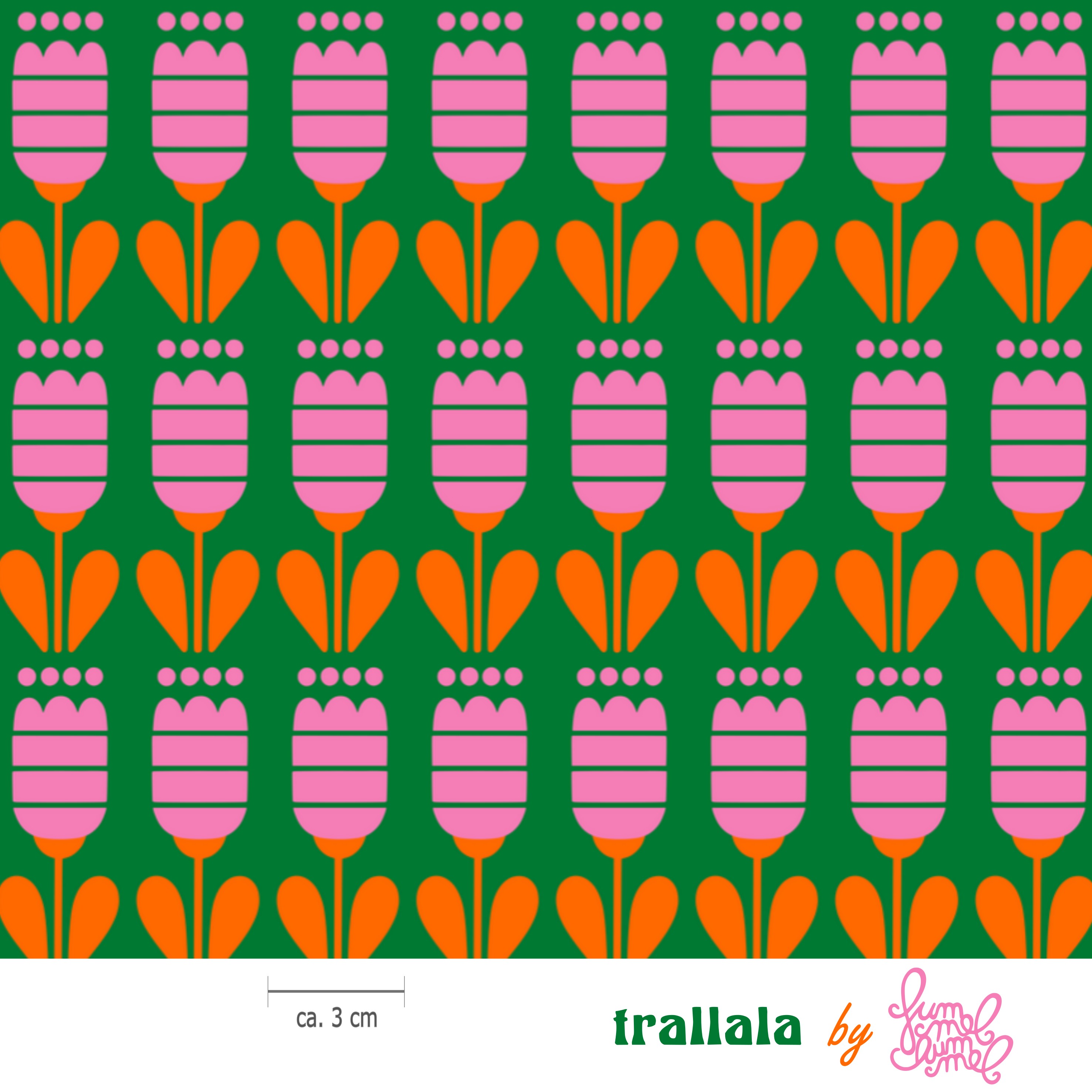 Bio Stoff  - Trallala Pink - Fummelhummel, bunt, Floral & Blumen