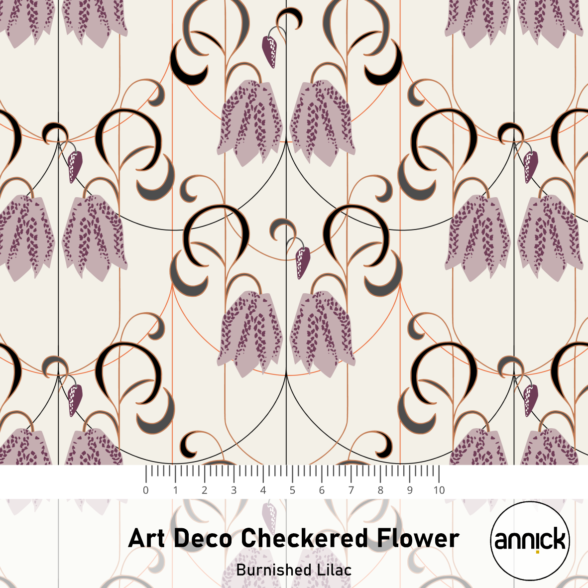 Bio Stoff - Art Deco Checkered Flower flieder