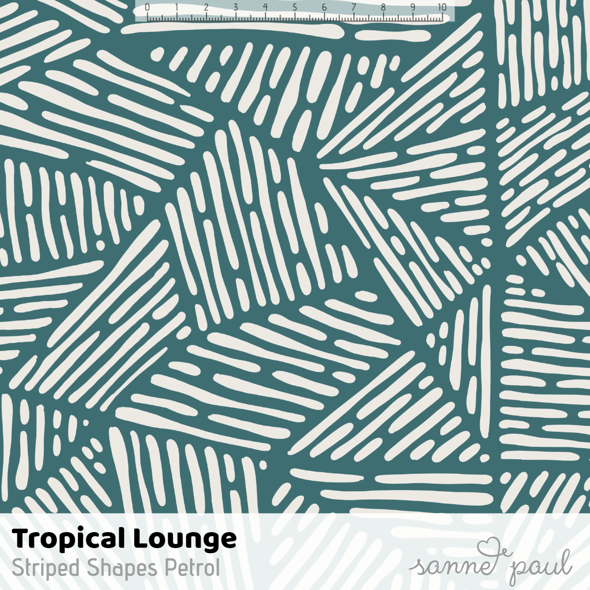 Bio Stoff - Tropical Lounge Striped Shapes Petrol von Sanne Paul in petrol