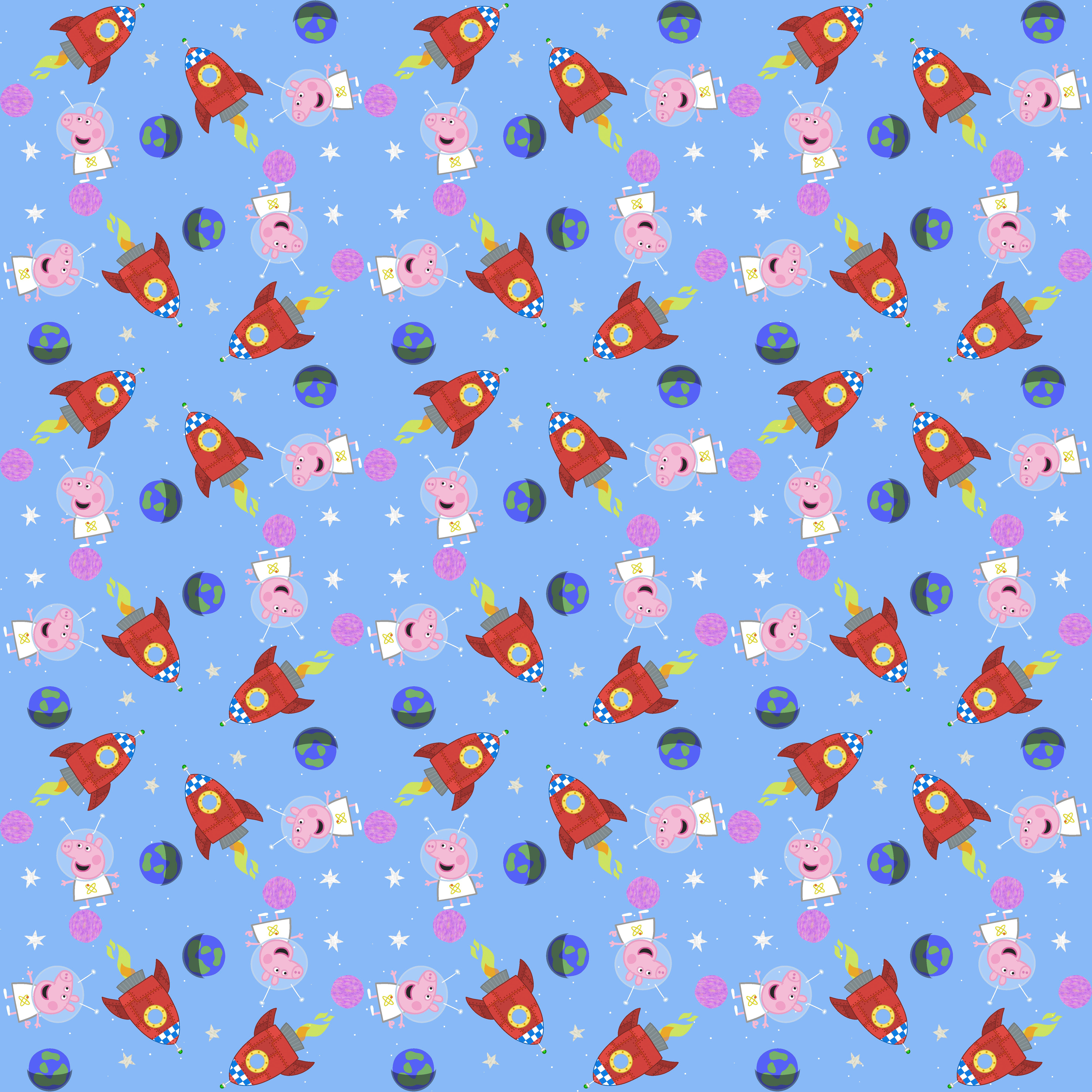 Bio Stoff  -  Peppa Pig Rocket  - PeppaPig, blau, Tiere, Weltraum