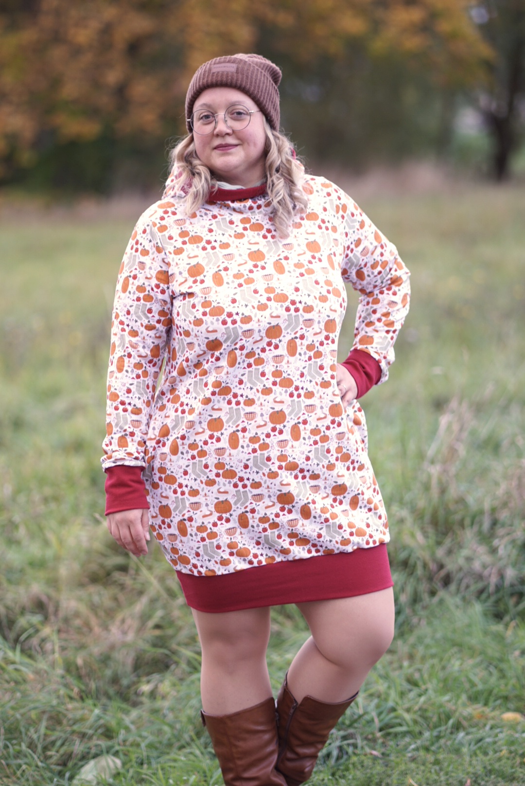 Bio Stoff - Herbst Vibes Creme Orange von Deinki in orange