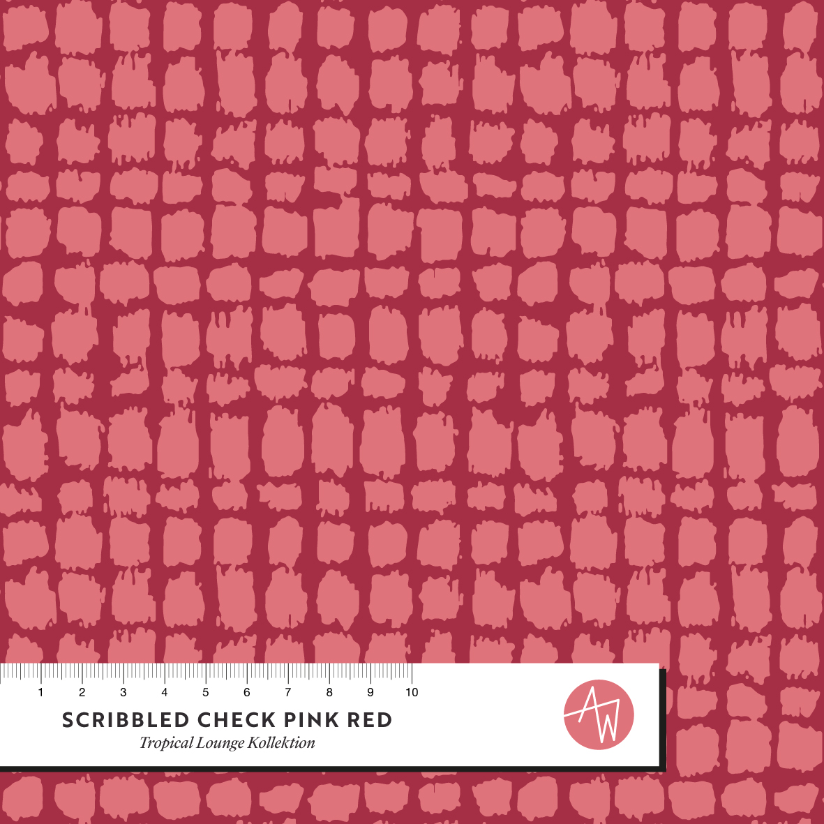 Bio Stoff - Scribbled Check Pink Red by Alexandra Weise in pink red