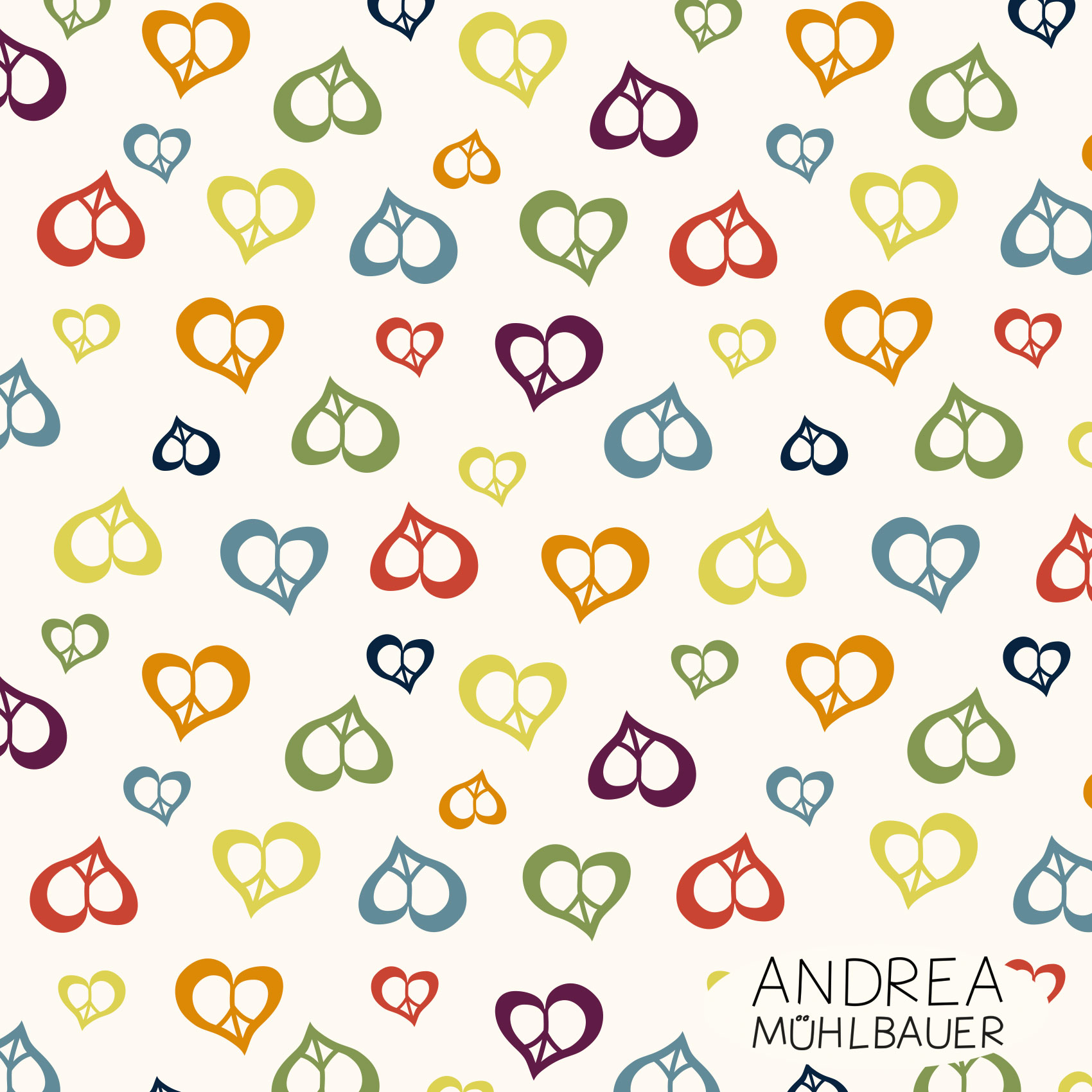 Bio Stoff  - Love and Peace in Regenbogen - AndreaMuehlbauer, creme, Herzen