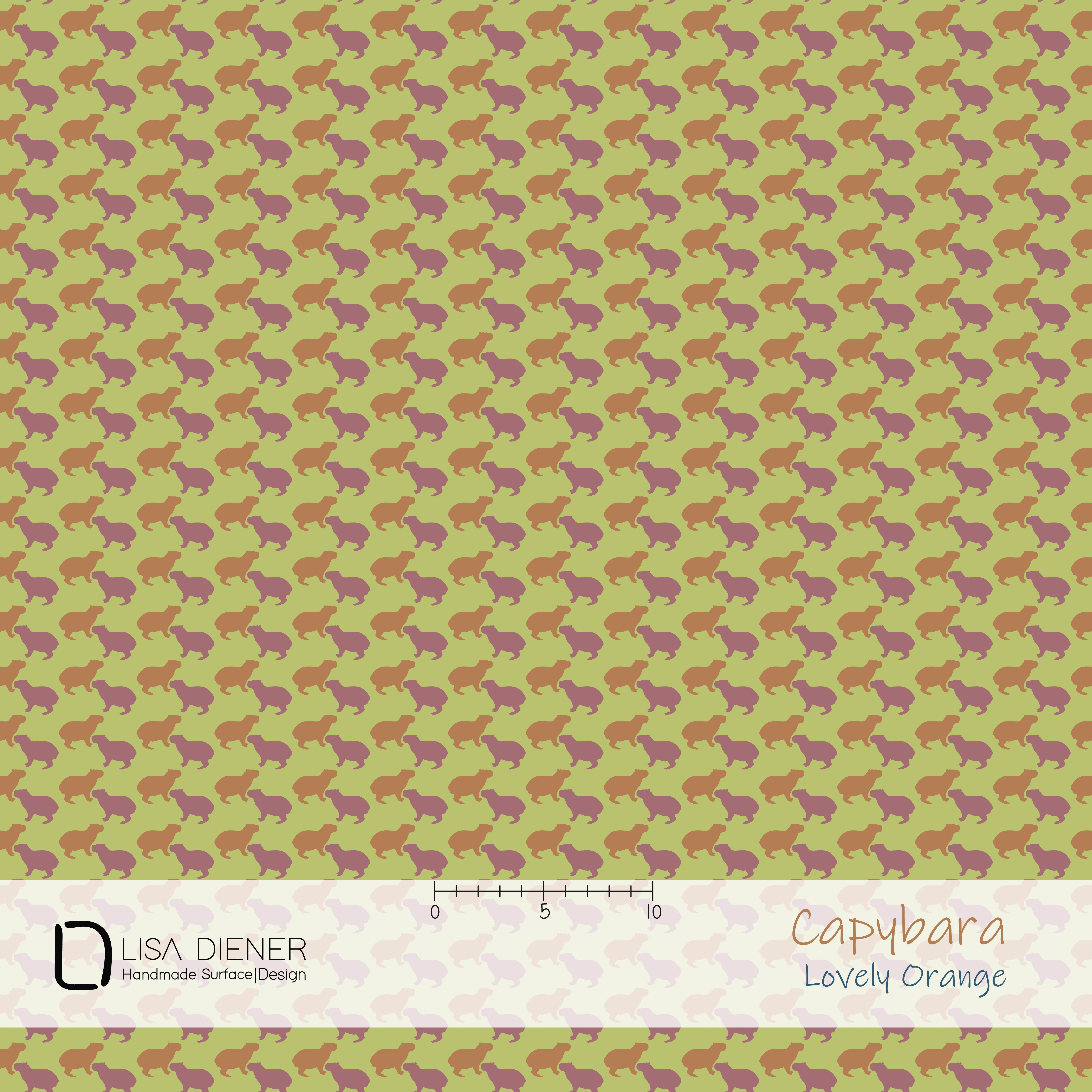 Bio Webware Stoff - Capybara Lovely - LisaDiener, Tiere, orange, 100% Bio-Baumwolle Bio Webware Stoff - Capybara Lovely - LisaDiener, Tiere, orange, 100% Bio-Baumwolle