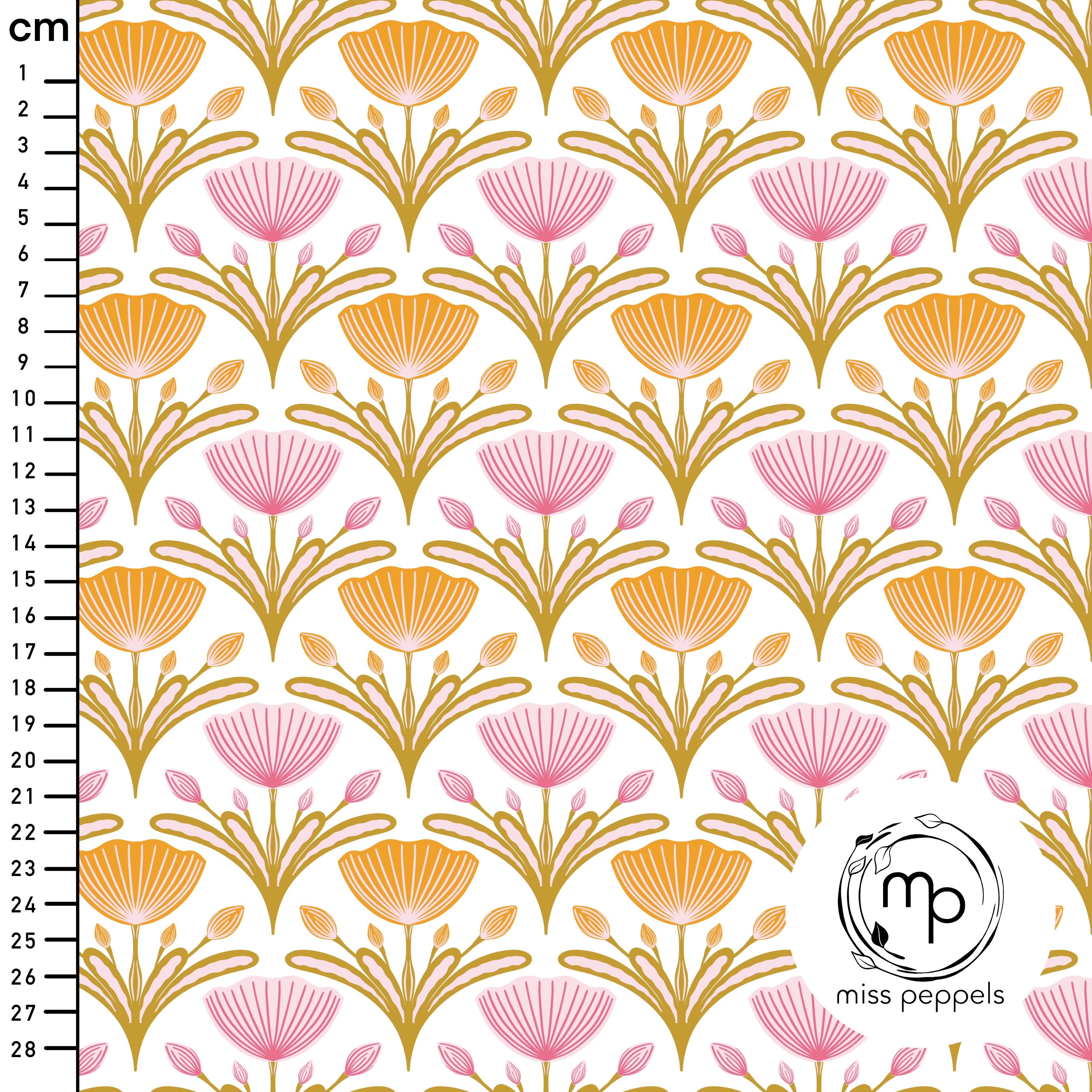 Bio Stoff  - Tulpen B Groß - misspeppels, weiß, Floral & Blumen