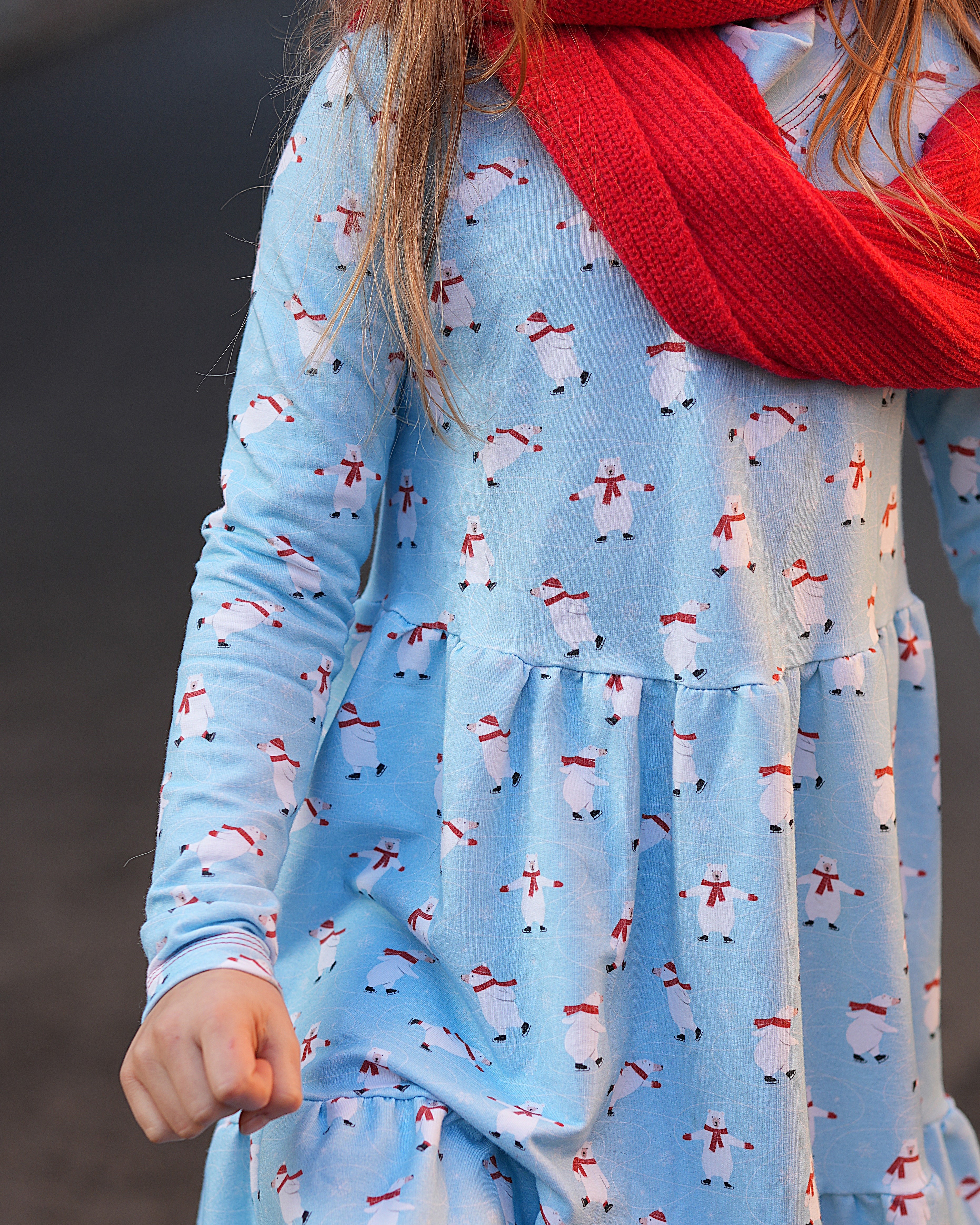 Bio Stoff - Eisbären auf Kufen hellblau