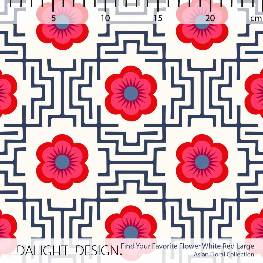 Bio Stoff - Find Your Favorite Flower White Red Large by Dalight Design in red