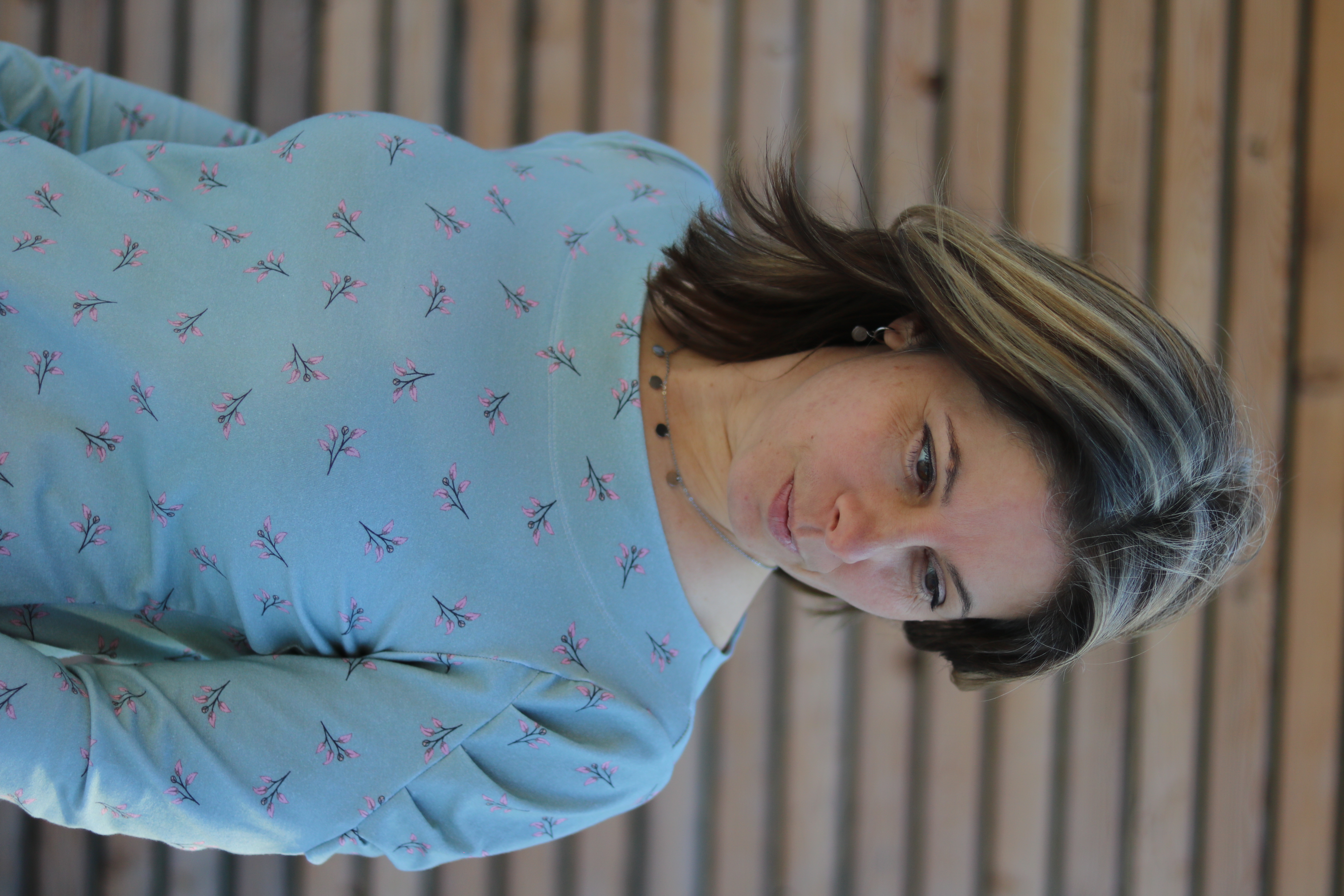 Organic Fabric  - Paisley Garden Small Flowers Petrol