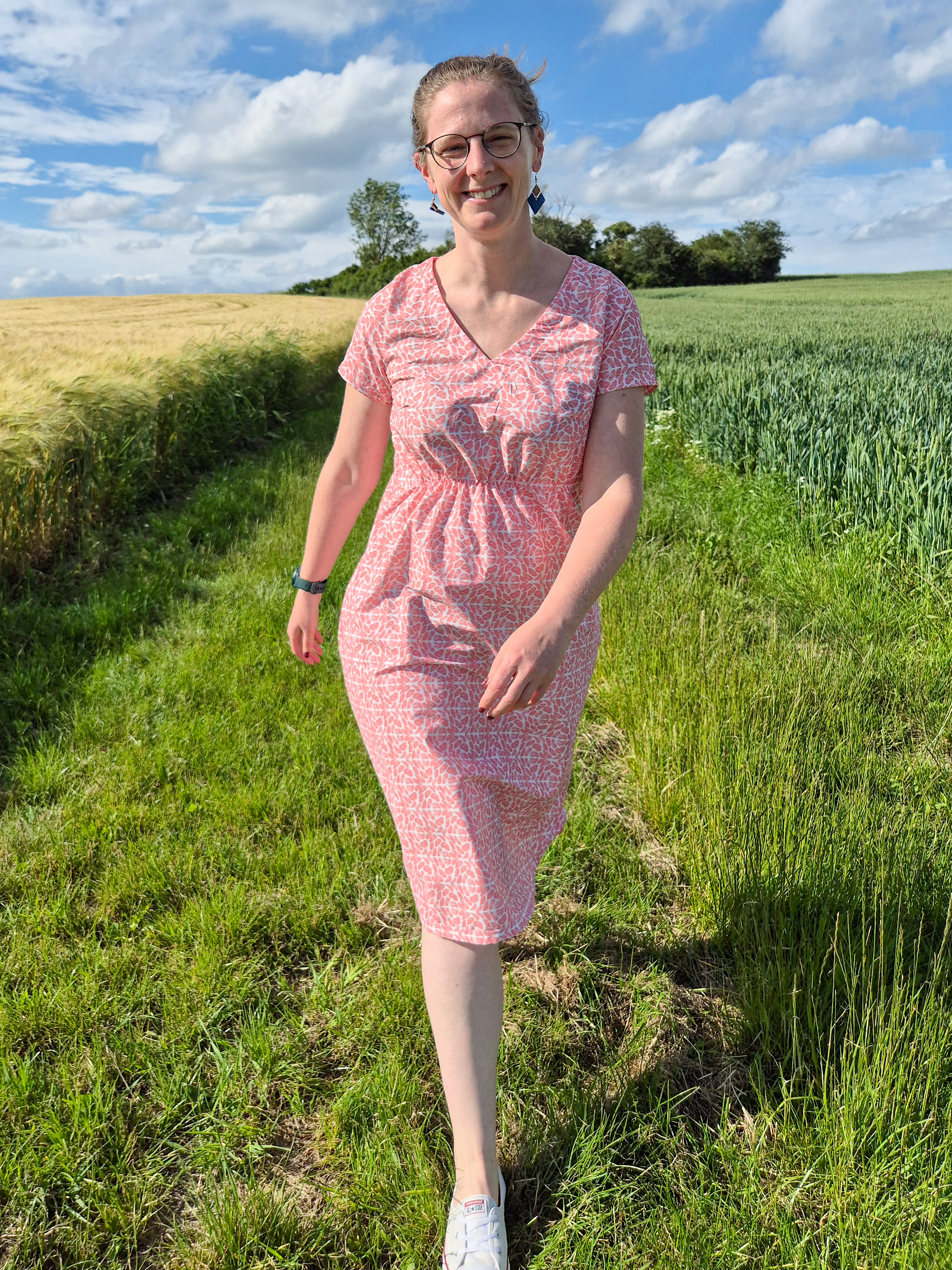 Organic fabric - Riffblüte coral