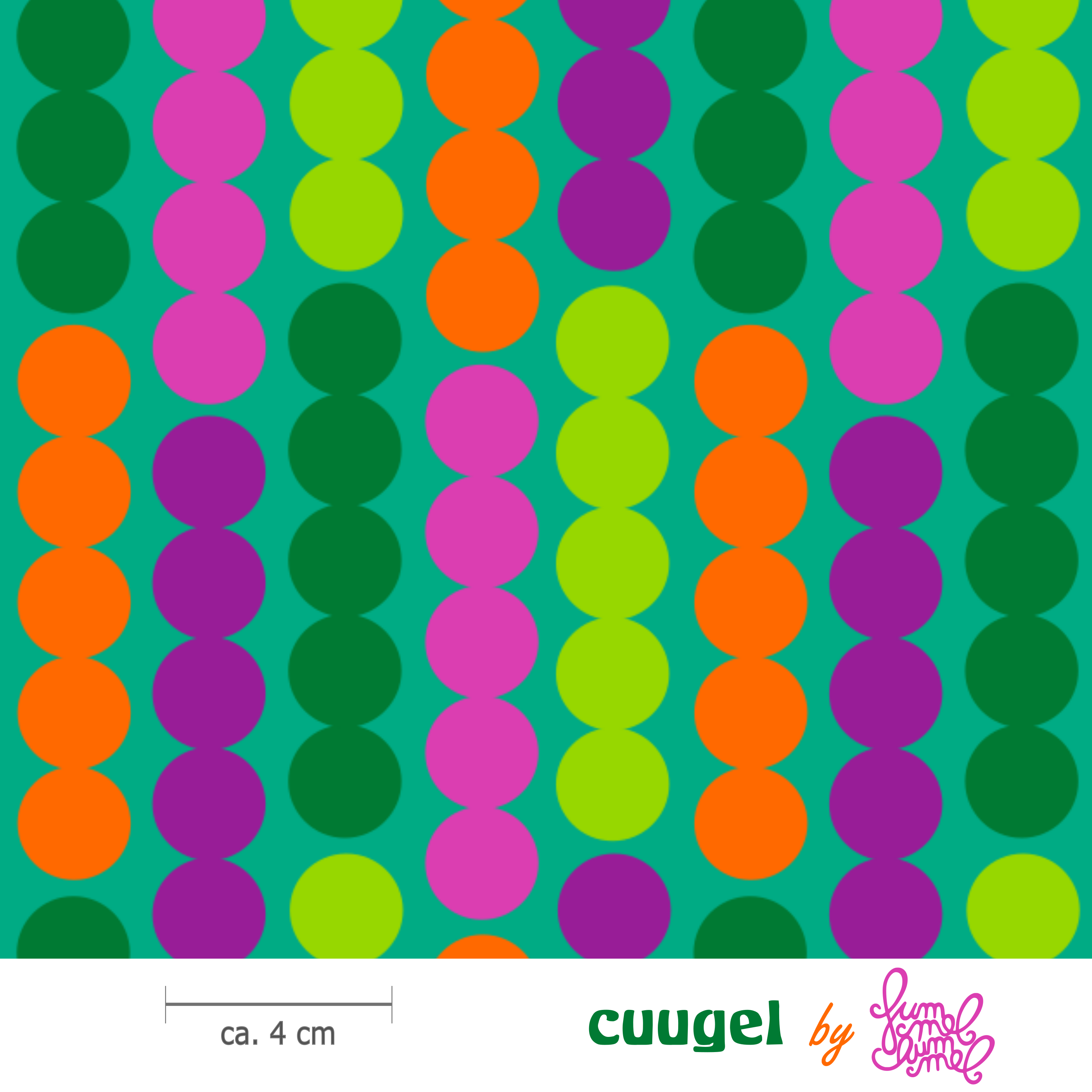 Bio Stoff - Cuugel Lindgruen von Fummelhummel in grün, pink, orange, lila