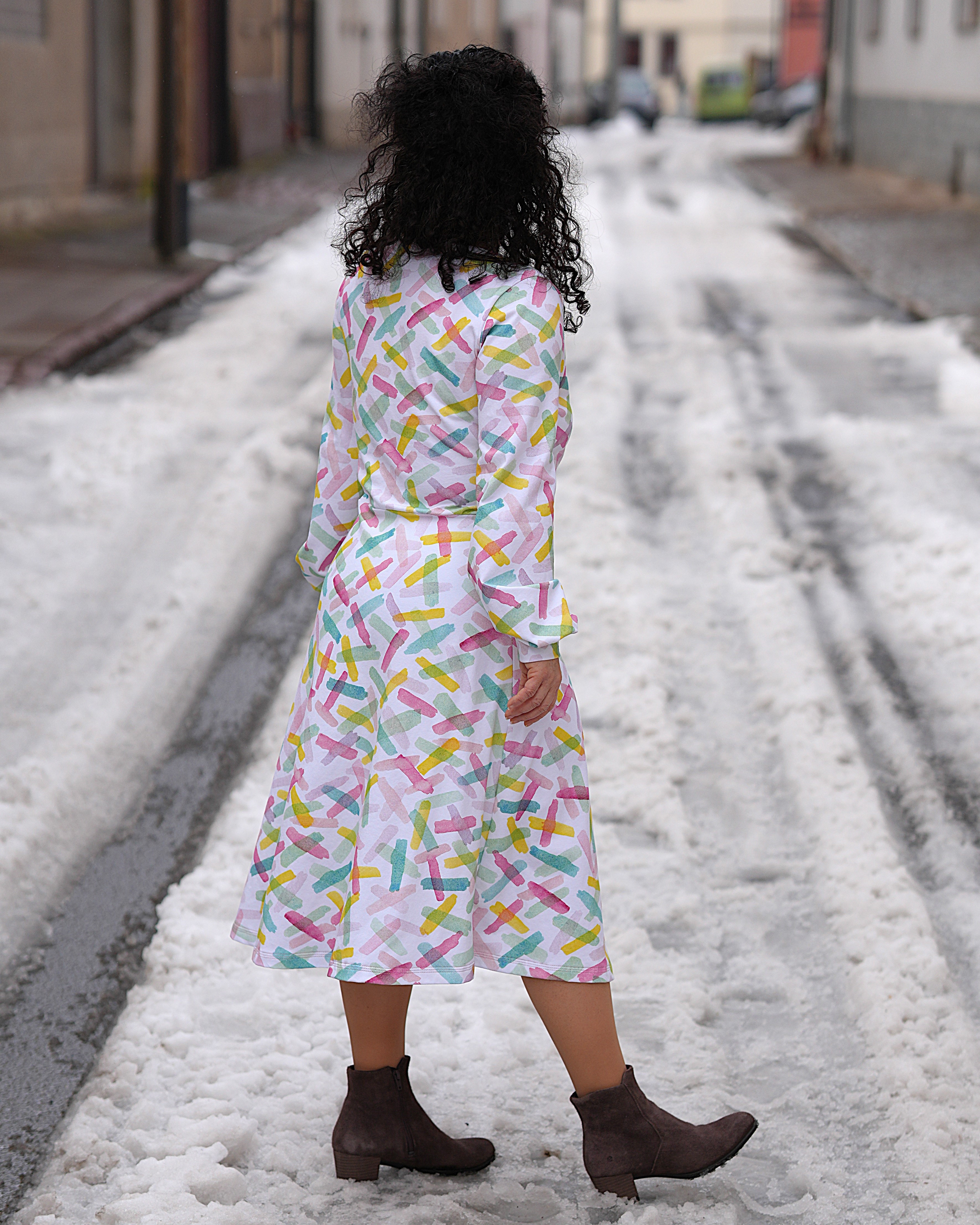 Bio Stoff - Bunte Streifen creme, groß