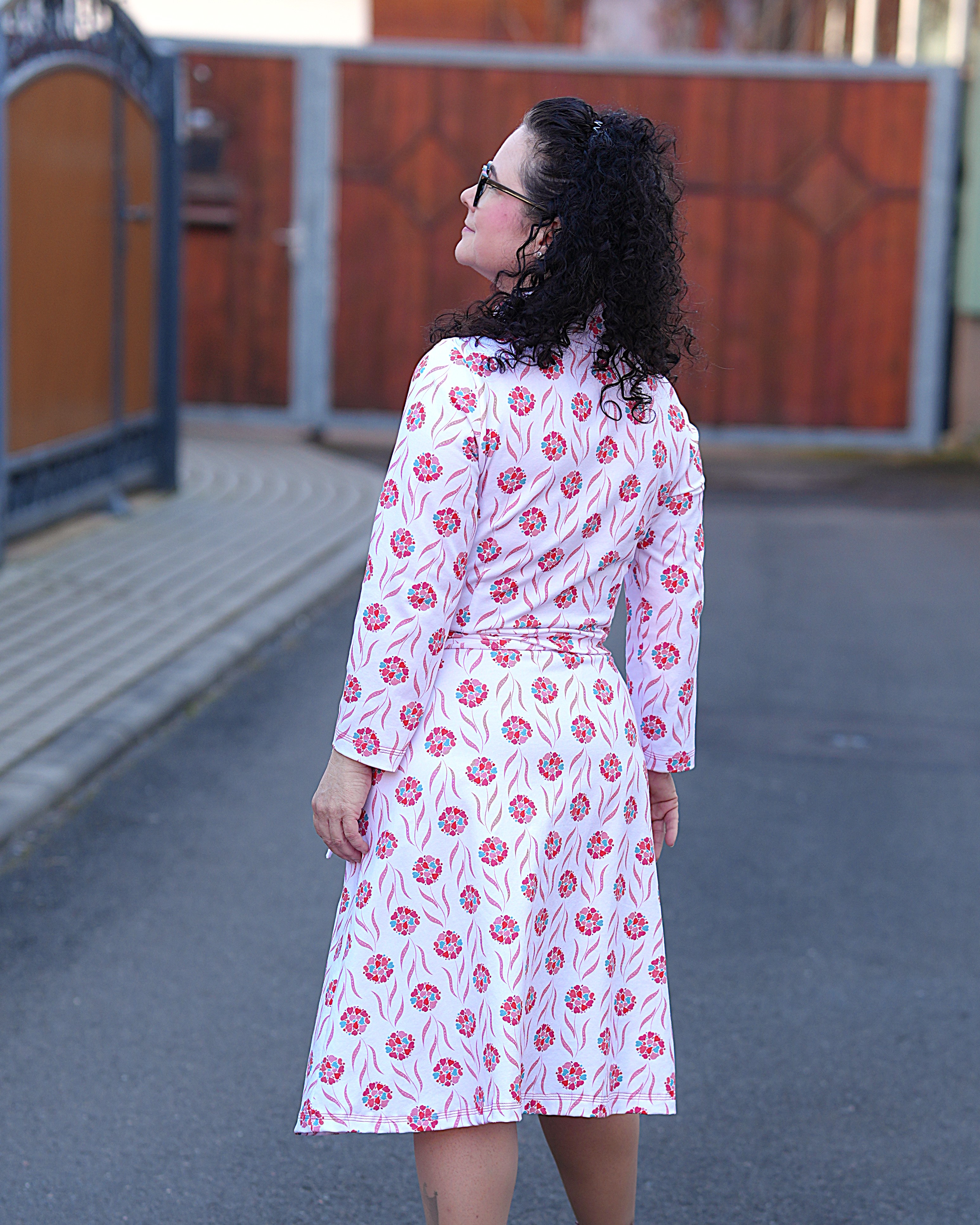 Bio Stoff - Herz Blumen rosa