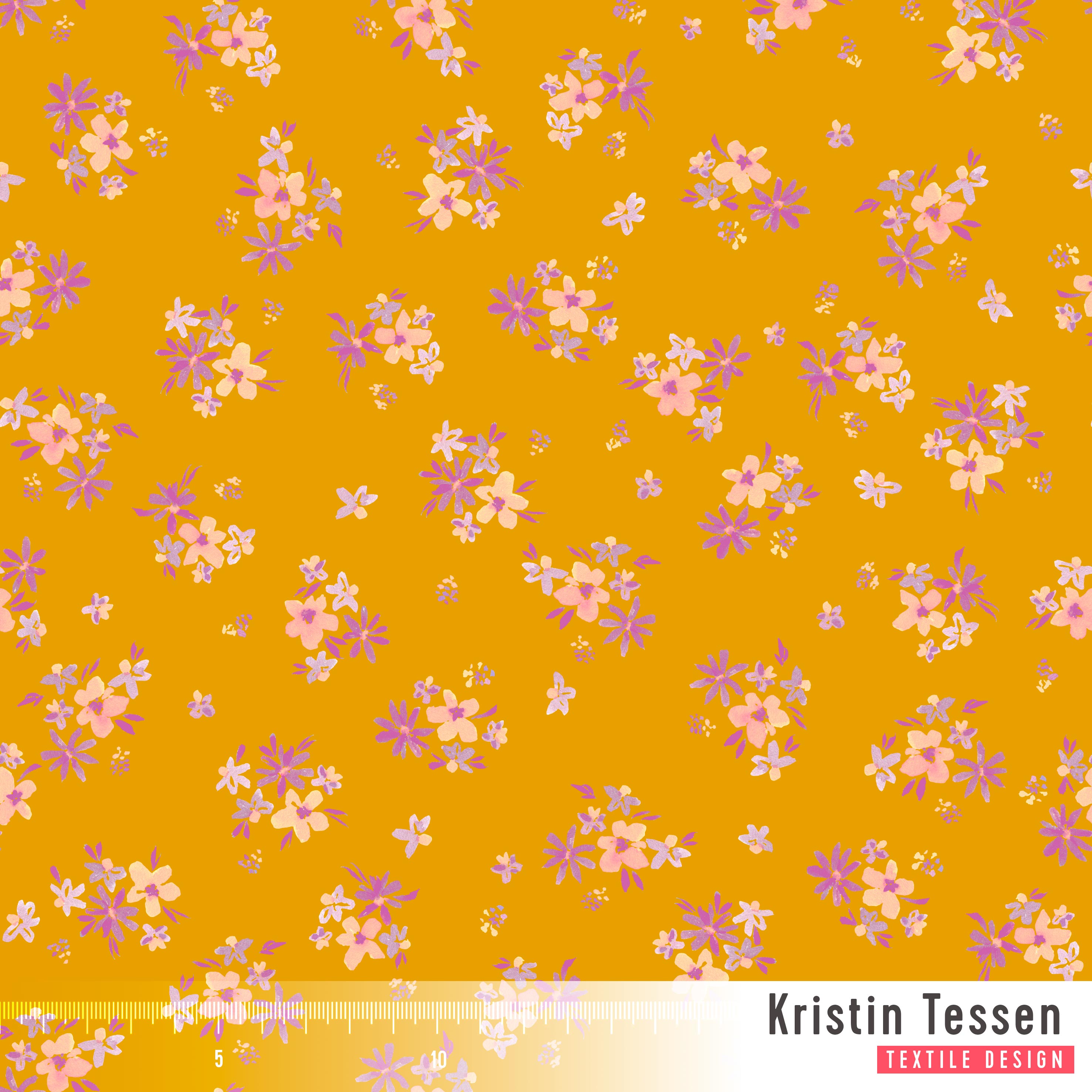 Bio Webware Stoff - Lila Sommer Gelb Gold - KristinTessen, gelb, Floral & Blumen, 100% Bio-Baumwolle Bio Webware Stoff - Lila Sommer Gelb Gold - KristinTessen, gelb, Floral & Blumen, 100% Bio-Baumwolle