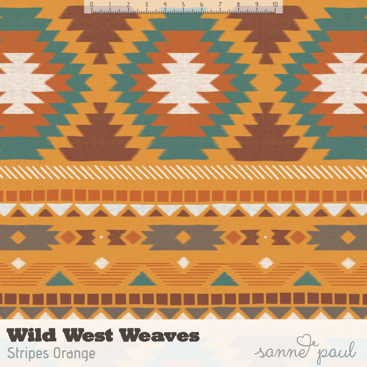 Bio Stoff - Wild West Weaves Stripes Orange by Sanne Paul in orange