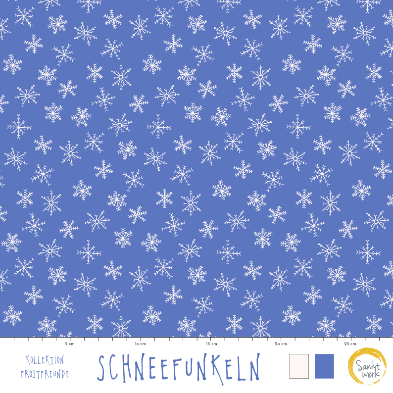 Bio Stoff  - Schneefunkeln - Sanktwerk, Winter, blau