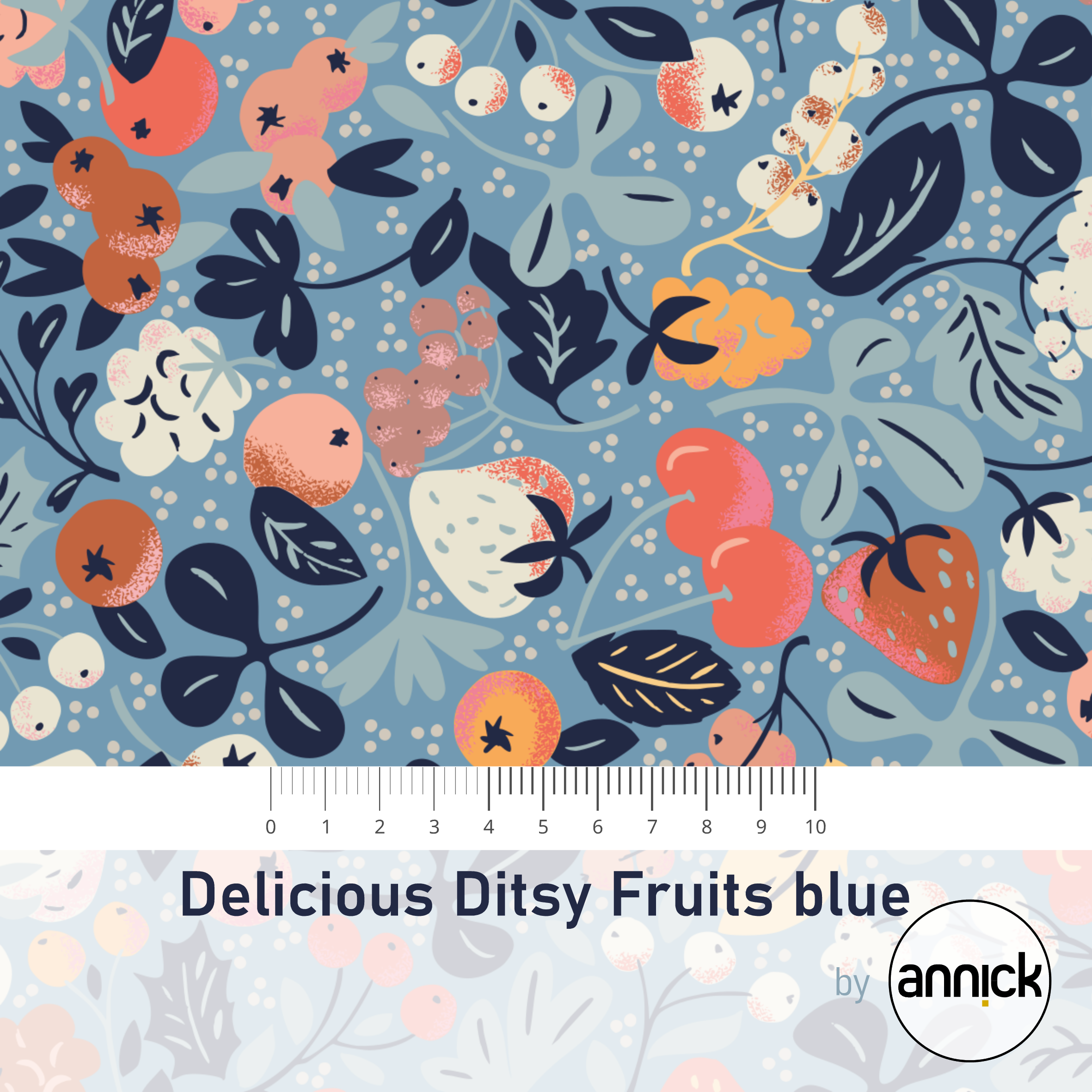 Delicious Ditsy Fruits blue