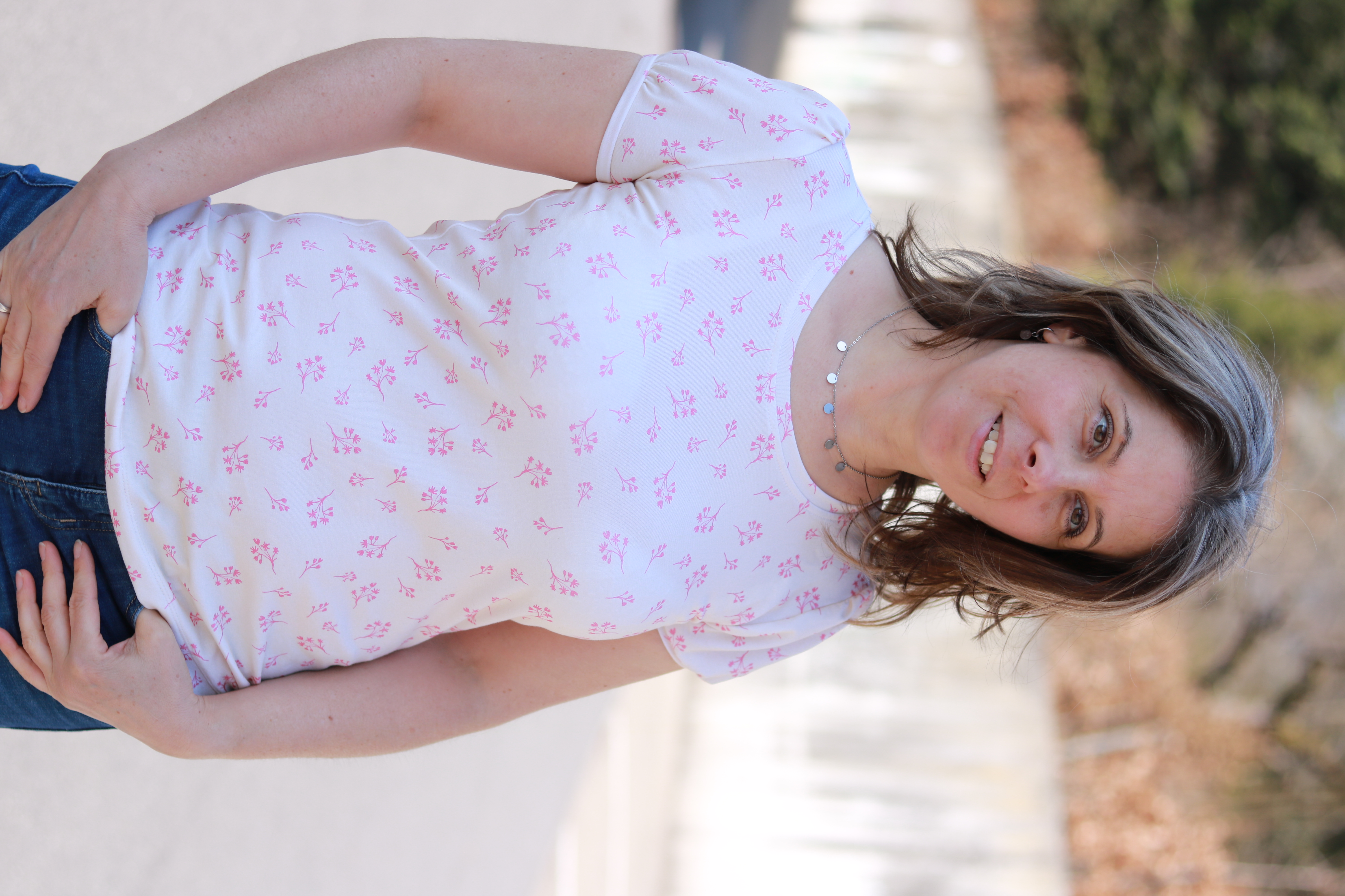 Bio Stoff - Ditsy Flower Sketch pink