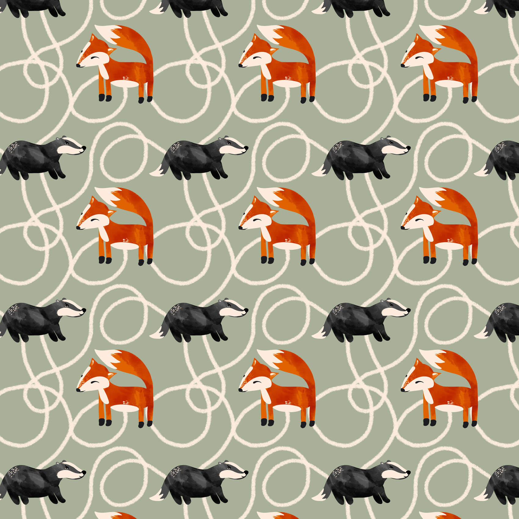 Organic fabric  -  Fuchs und Dachs green