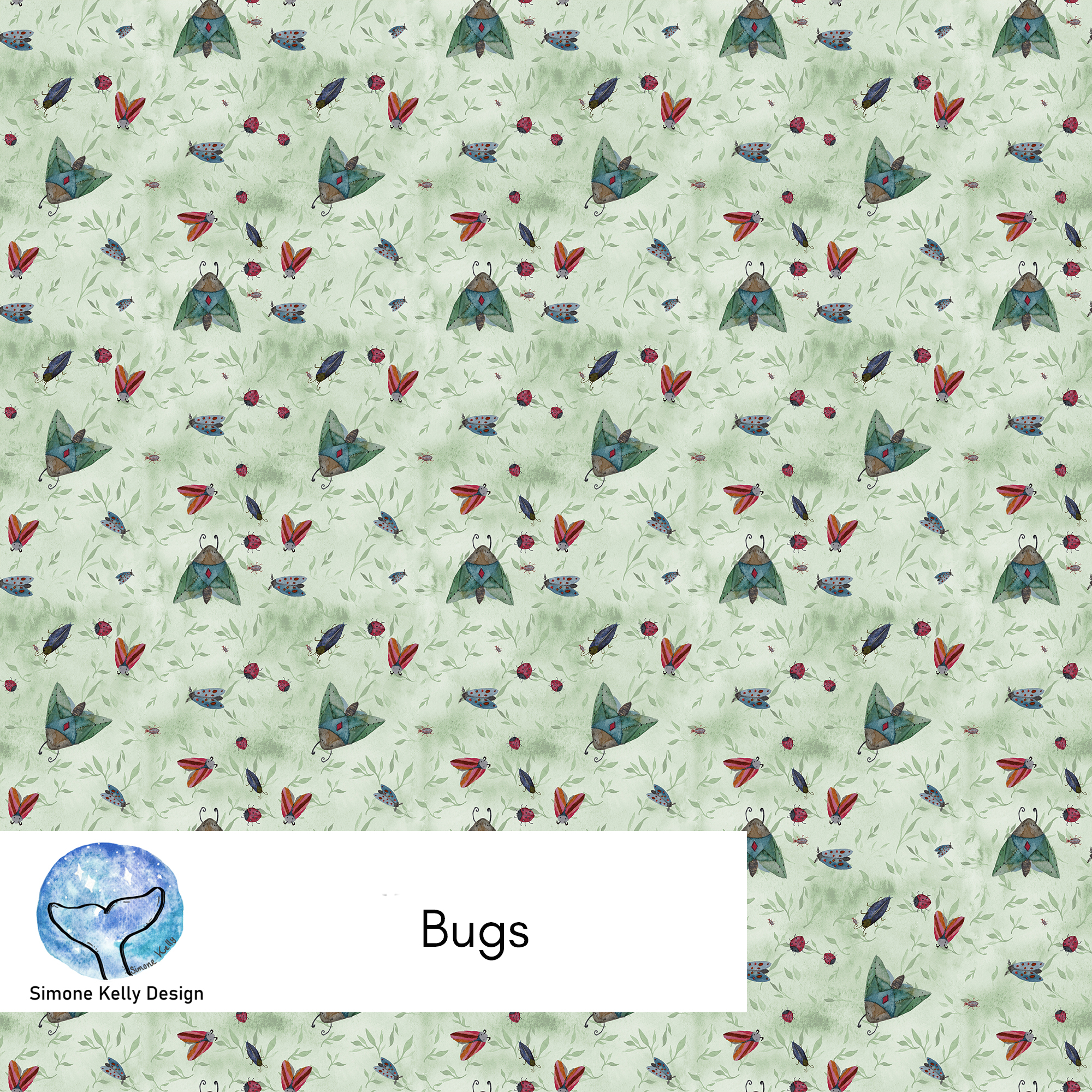 Bio Webware Stoff - Bugs - SimoneKelly, Tiere, Frühling, grün, 100% Bio-Baumwolle Bio Webware Stoff - Bugs - SimoneKelly, Tiere, Frühling, grün, 100% Bio-Baumwolle