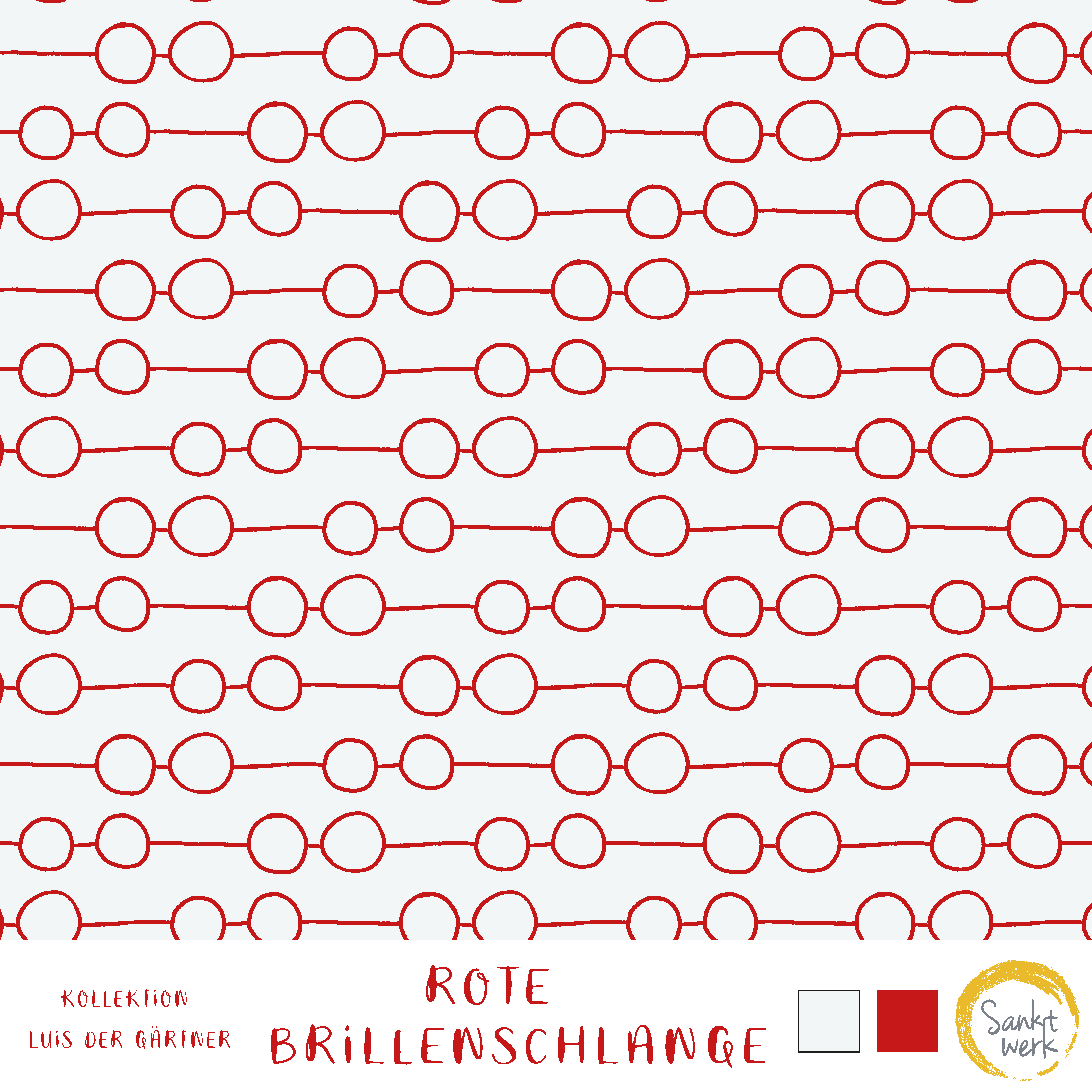 Bio Stoff  -  Rote Brillenschlange  - Sanktwerk, weiß, 
