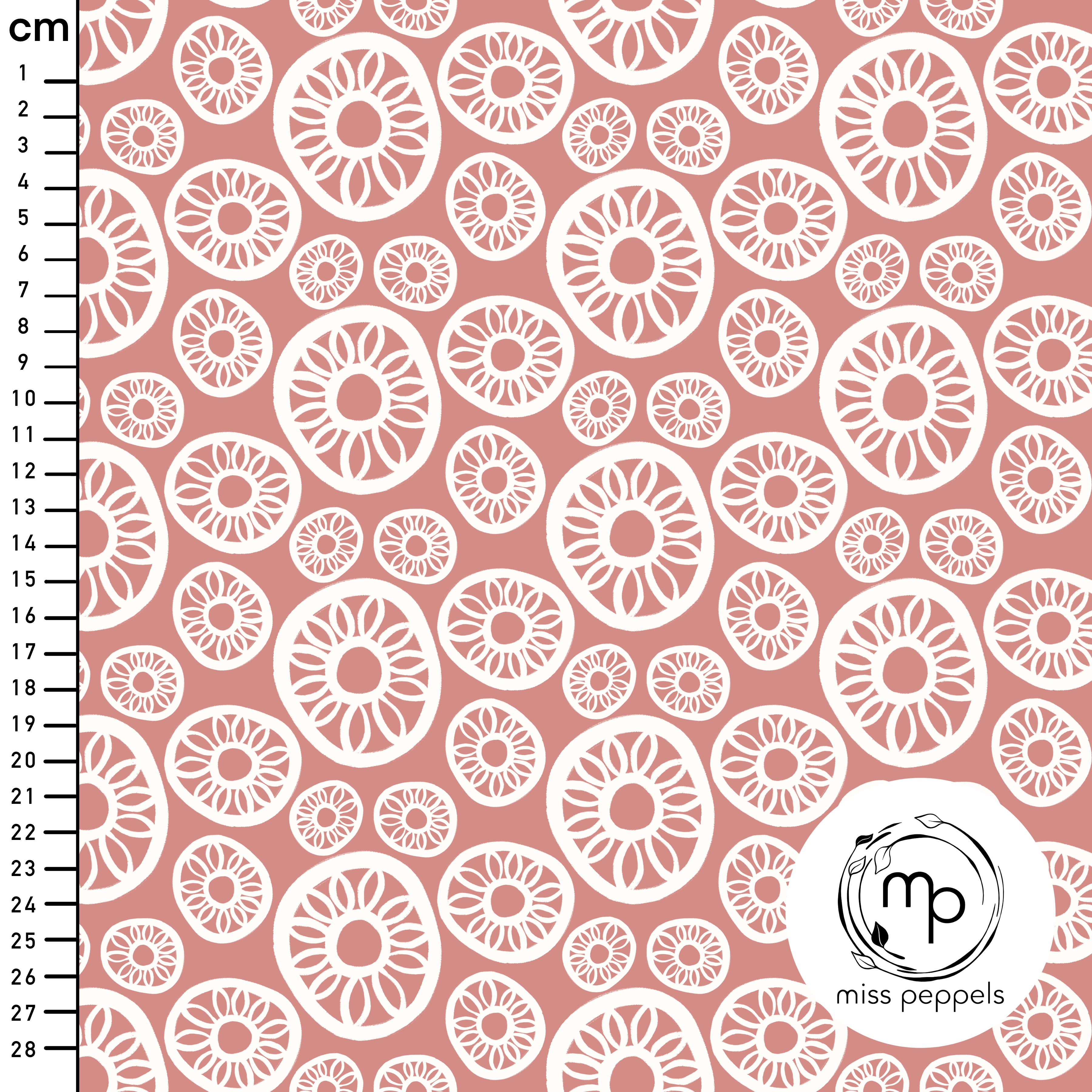 Bio Stoff  - Blumen Stempel lachs